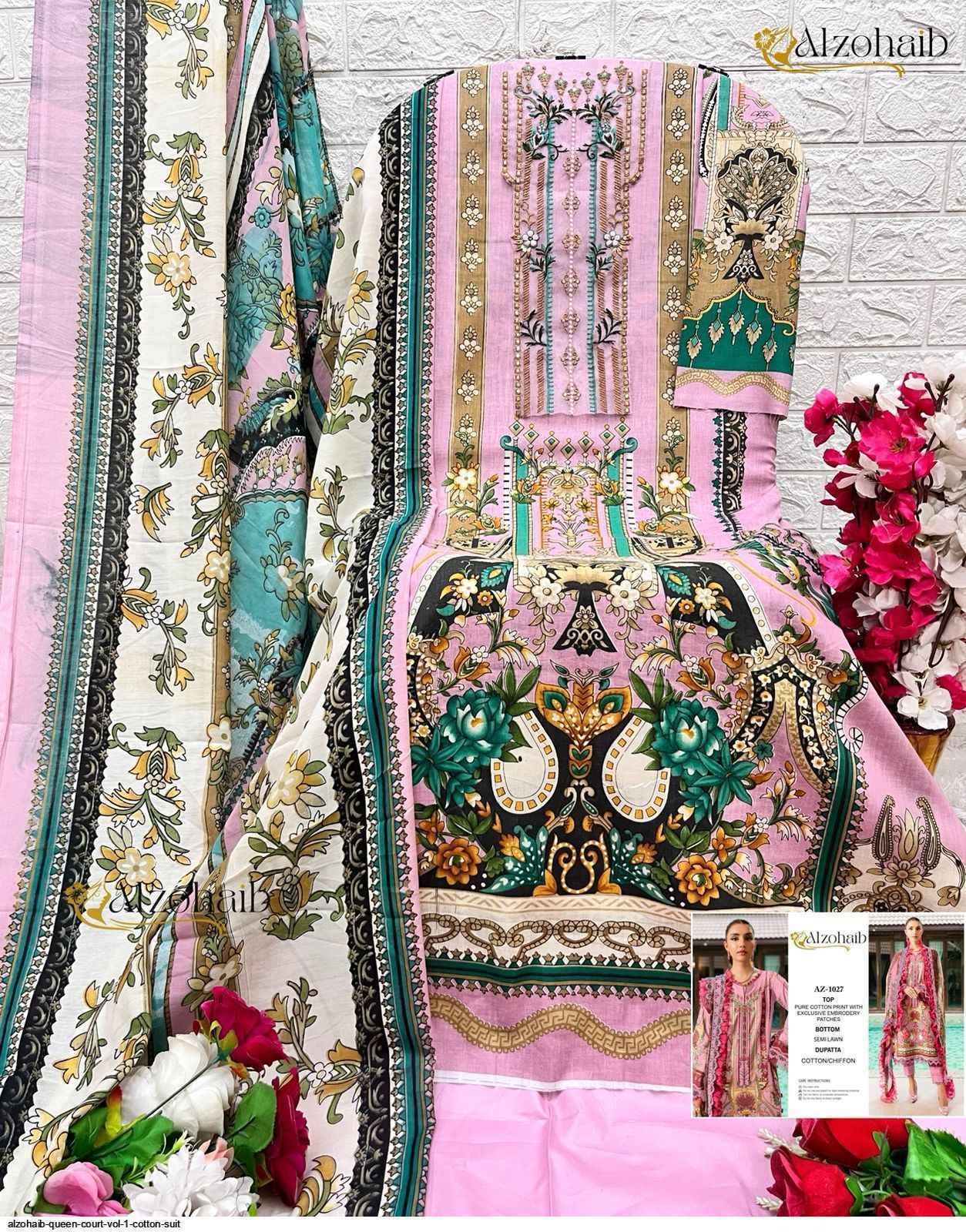 Al zohaib Queen Court Vol 1 Cotton Pakistani Suits ( 6 pcs Catalogue )