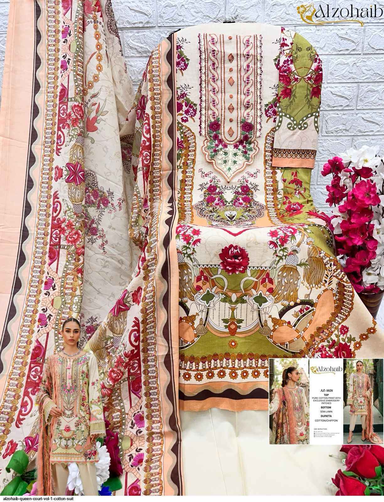 Al zohaib Queen Court Vol 1 Cotton Pakistani Suits ( 6 pcs Catalogue )