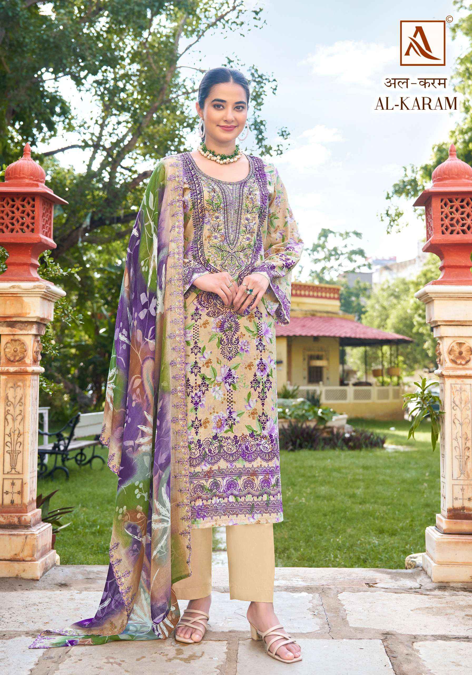 ALOK SUITS AL KARAM COTTON SALWAR KAMEEZ WHOLESALE PRICE ( 8 PCS CATALOG )