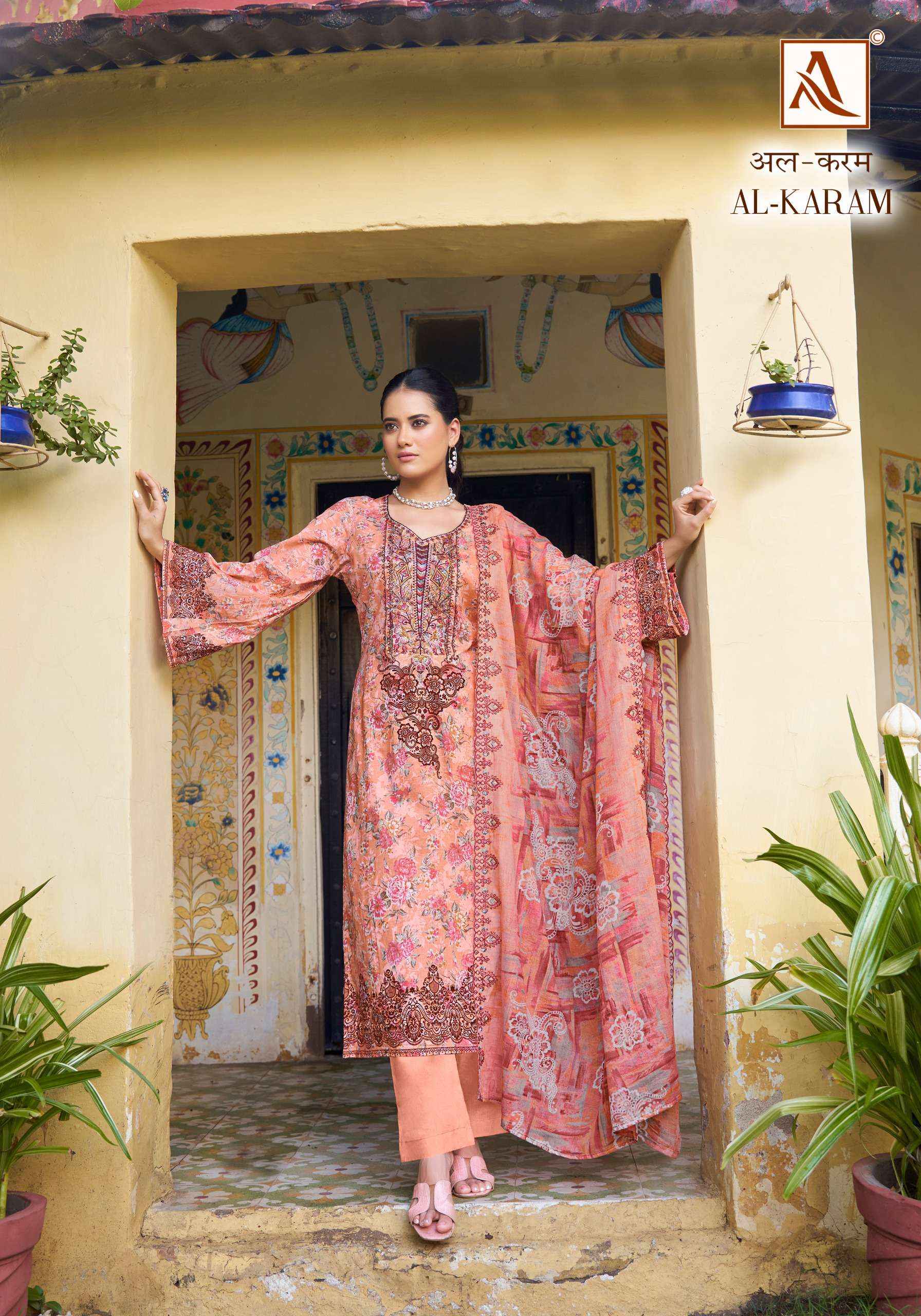 ALOK SUITS AL KARAM COTTON SALWAR KAMEEZ WHOLESALE PRICE ( 8 PCS CATALOG )