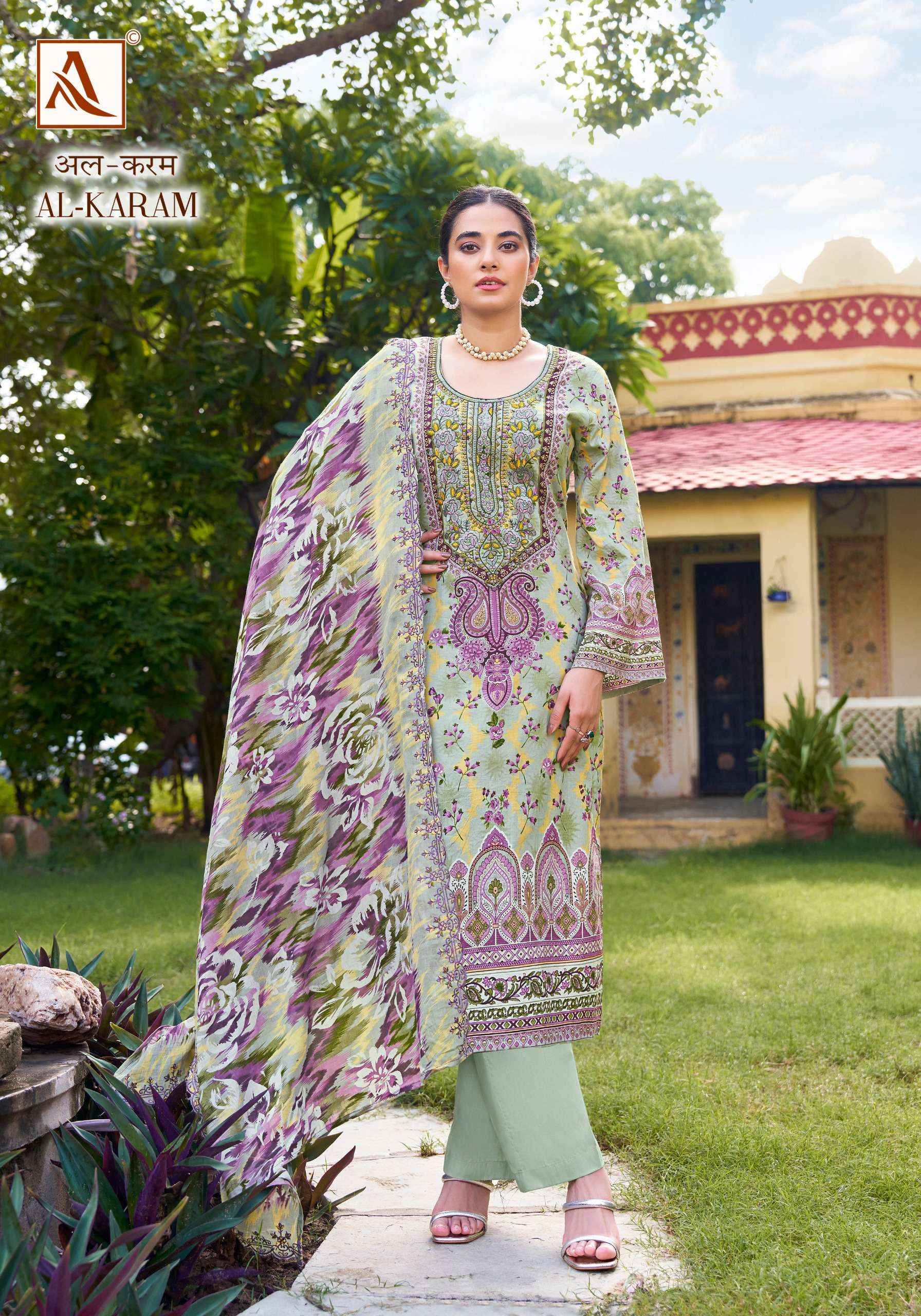 ALOK SUITS AL KARAM COTTON SALWAR KAMEEZ WHOLESALE PRICE ( 8 PCS CATALOG )