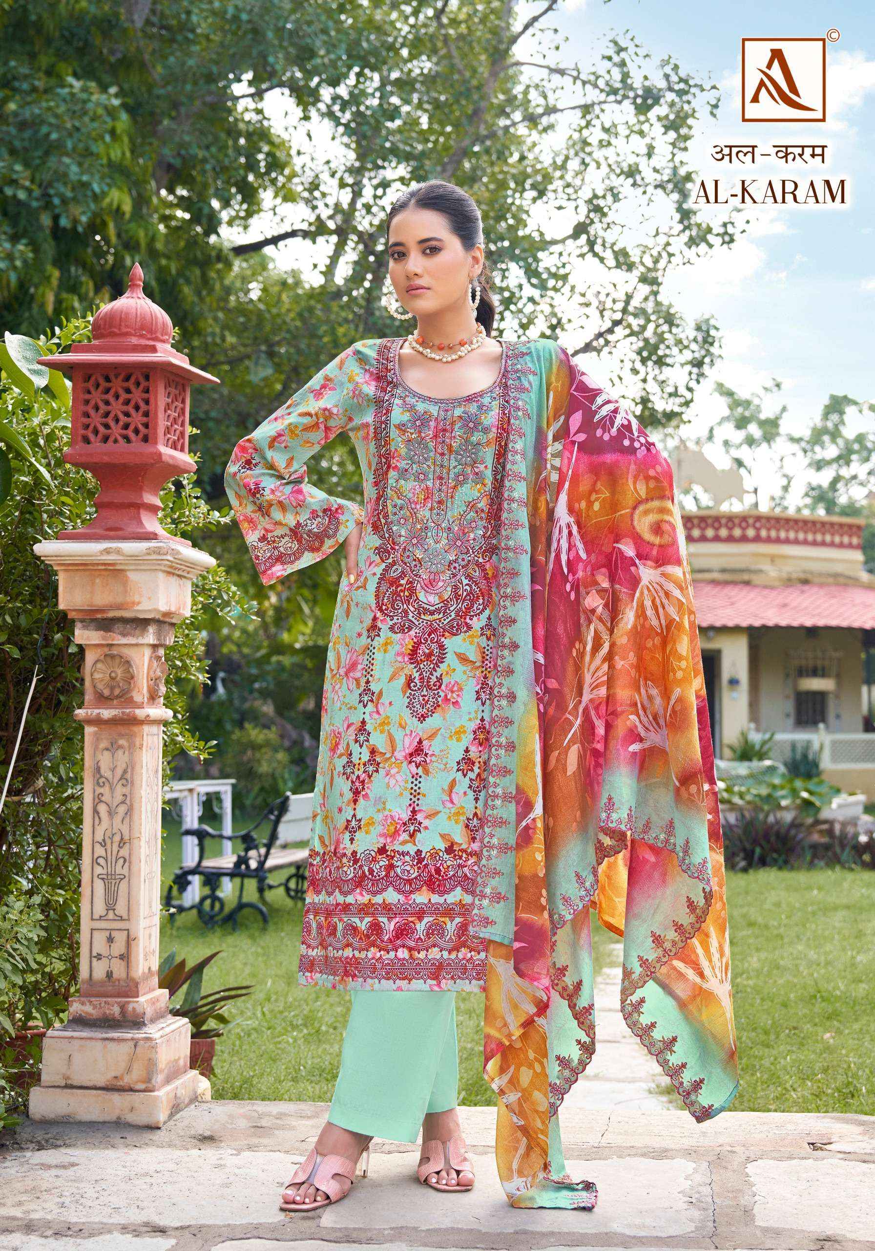 ALOK SUITS AL KARAM COTTON SALWAR KAMEEZ WHOLESALE PRICE ( 8 PCS CATALOG )