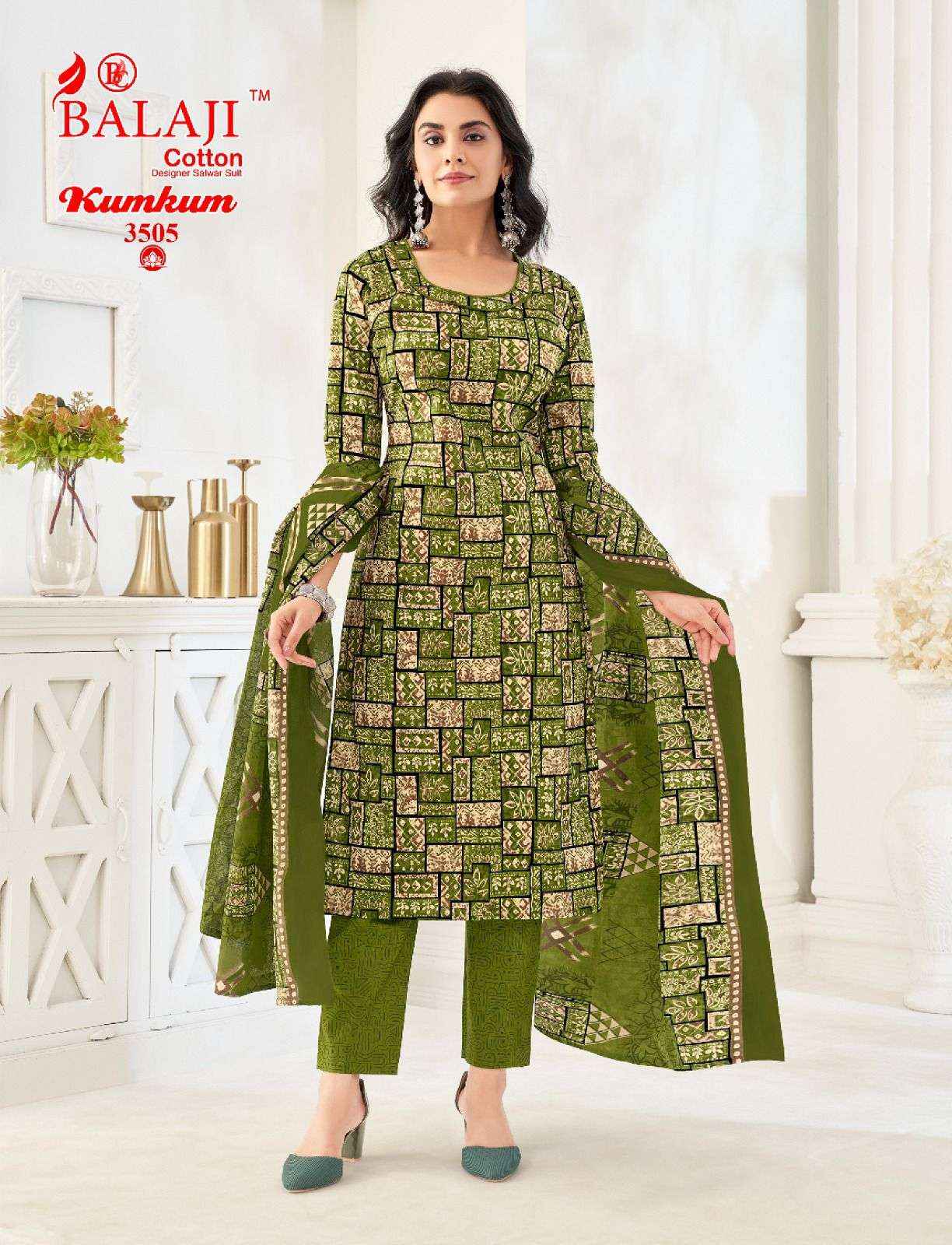 BALAJI COTTON KUMKUM VOL 35 COTTON SALWAR SUIT WHOLESALE PRICE ( 12 PCS CATALOG )