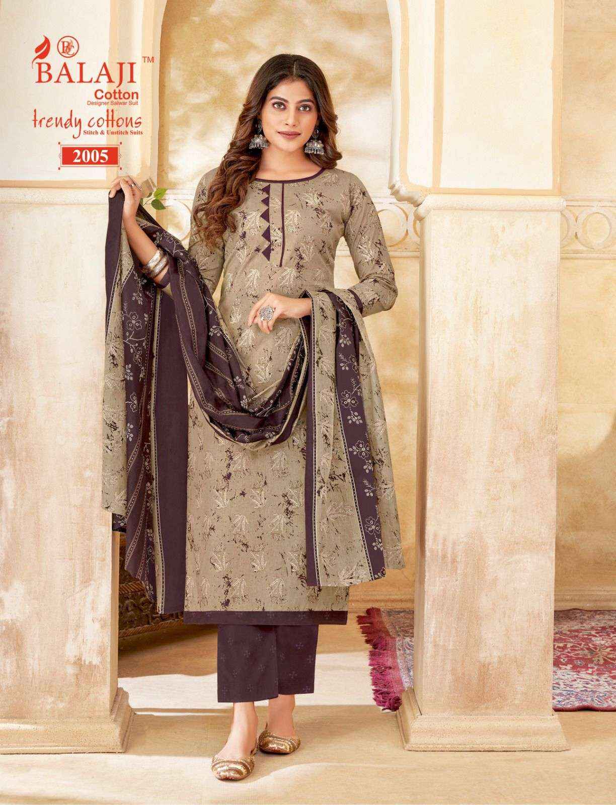 BALAJI COTTON TRENDY COTTON VOL 2 COTTON SALWAR KAMEEZ WHOLESALE PRICE ( 12 PCS CATALOG )