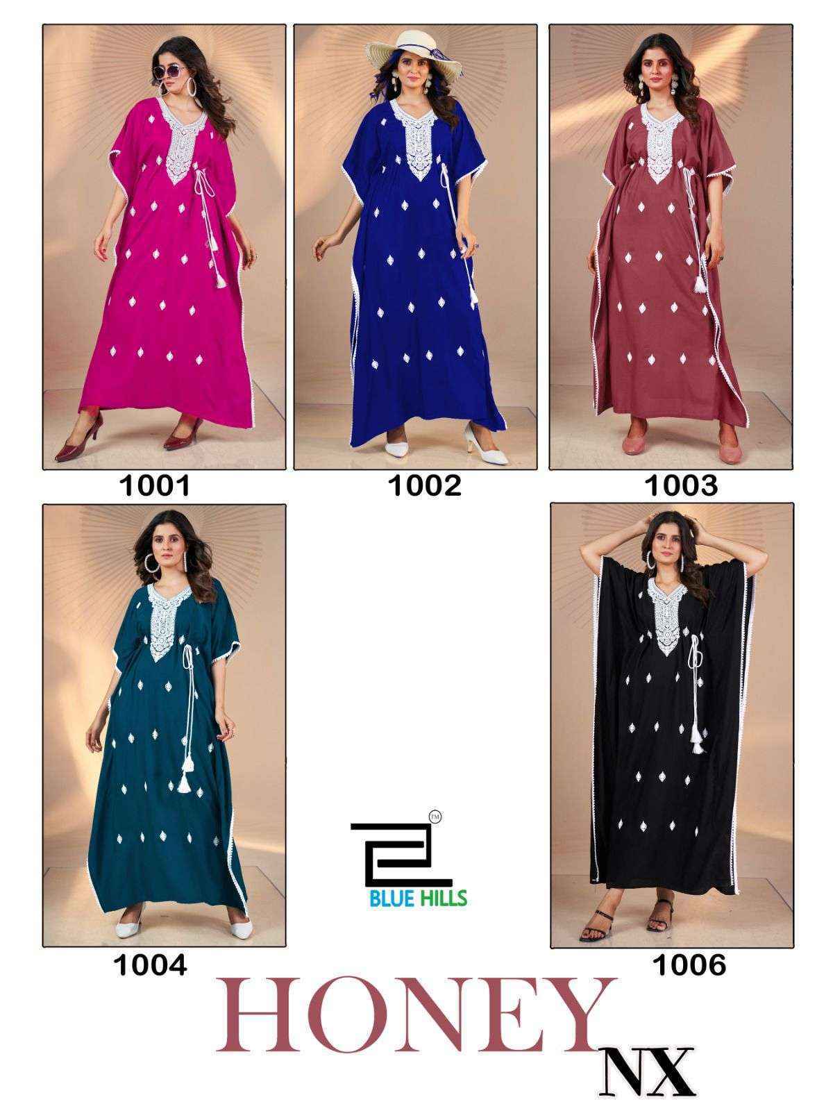 Blue Hills Honey Nx Rayon Kaftan 5 pcs Catalogue