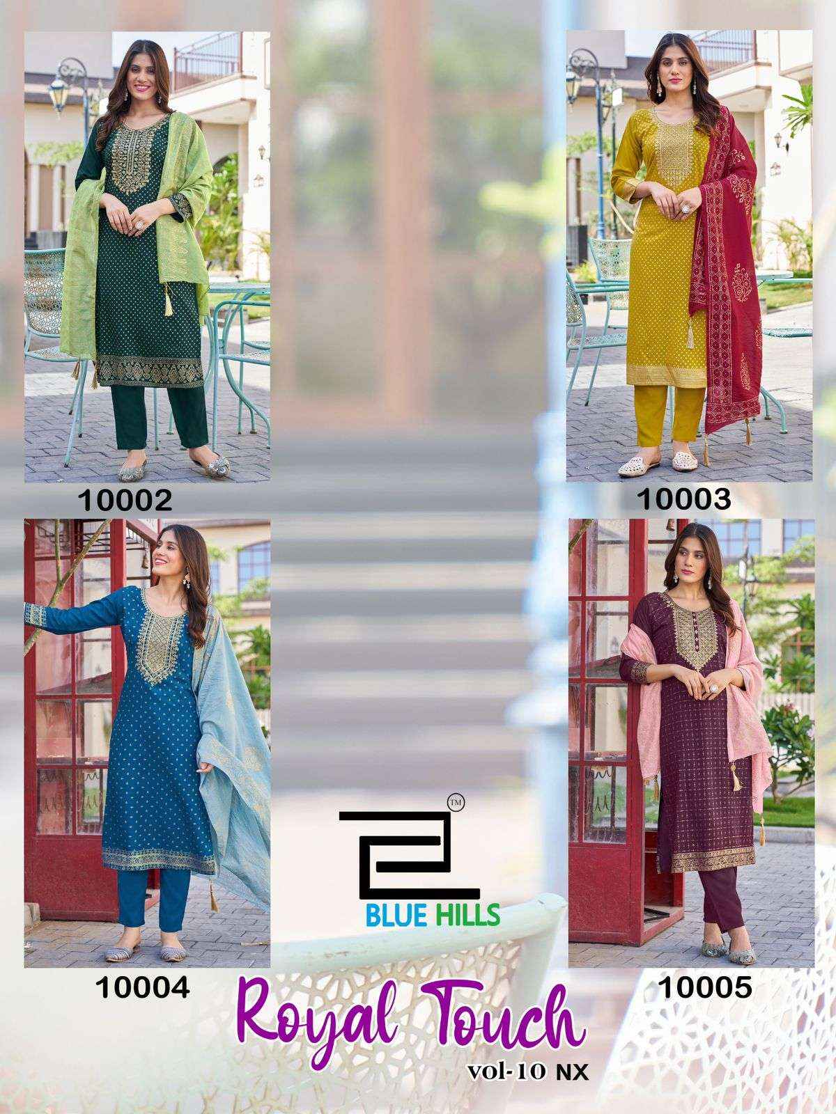 BLUE HILLS ROYAL TOUCH VOL 10 NX RAYON FANCY KURTI COMBO ( 4 PCS CATALOG )