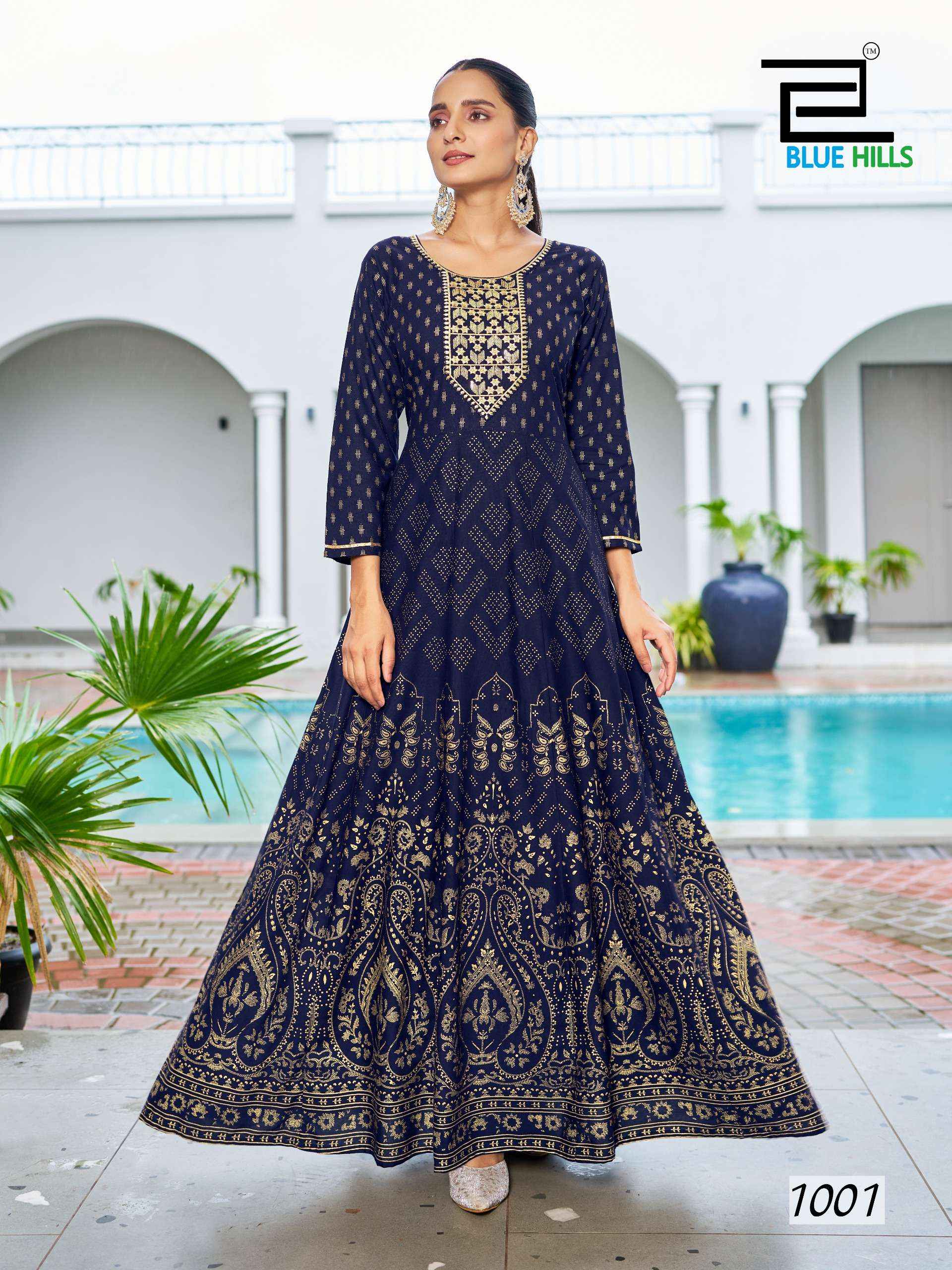 BLUE HILLS WALKWAY SPECIAL RAYON ANARKALI GOWN ( 8 PCS CATALOG )