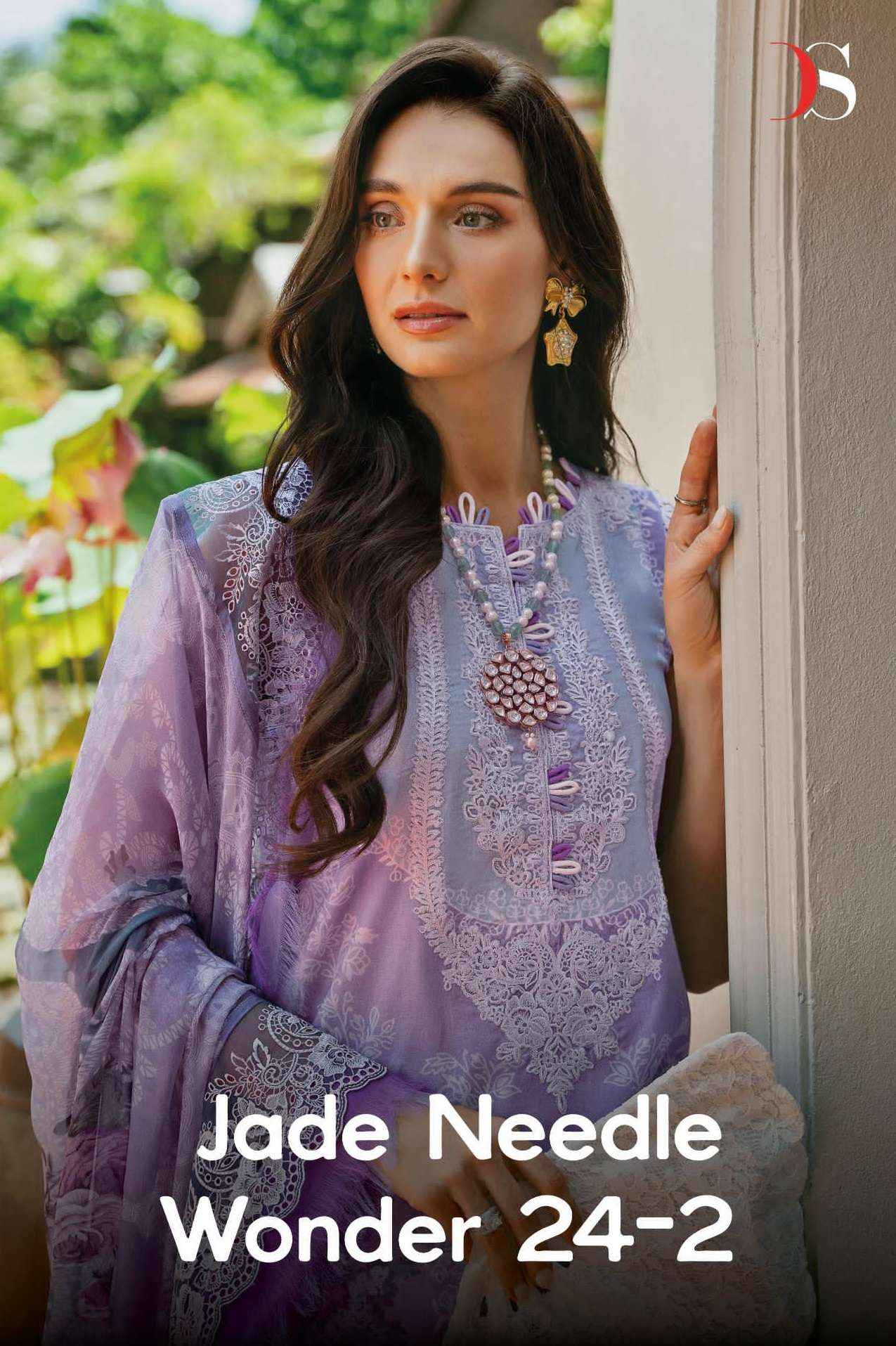 DEEPSY SUITS JADE NEEDLE WONDER 24 VOL 2 COTTON PAKISTANI SUIT ( 6 PCS CATALOG )