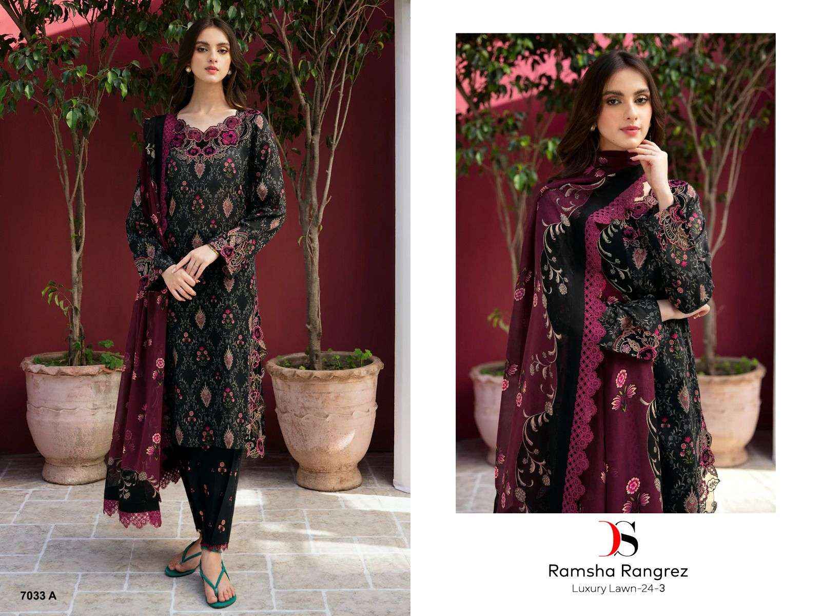 DEEPSY SUITS RAMSHA RANGREZ LUXURY LAWN 24 VOL 3 COTTON SUIT ( 3 PCS CATALOG )