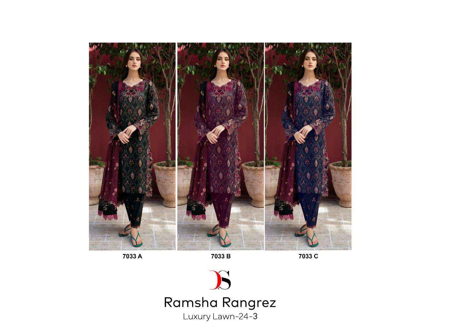 DEEPSY SUITS RAMSHA RANGREZ LUXURY LAWN 24 VOL 3 COTTON SUIT ( 3 PCS CATALOG )