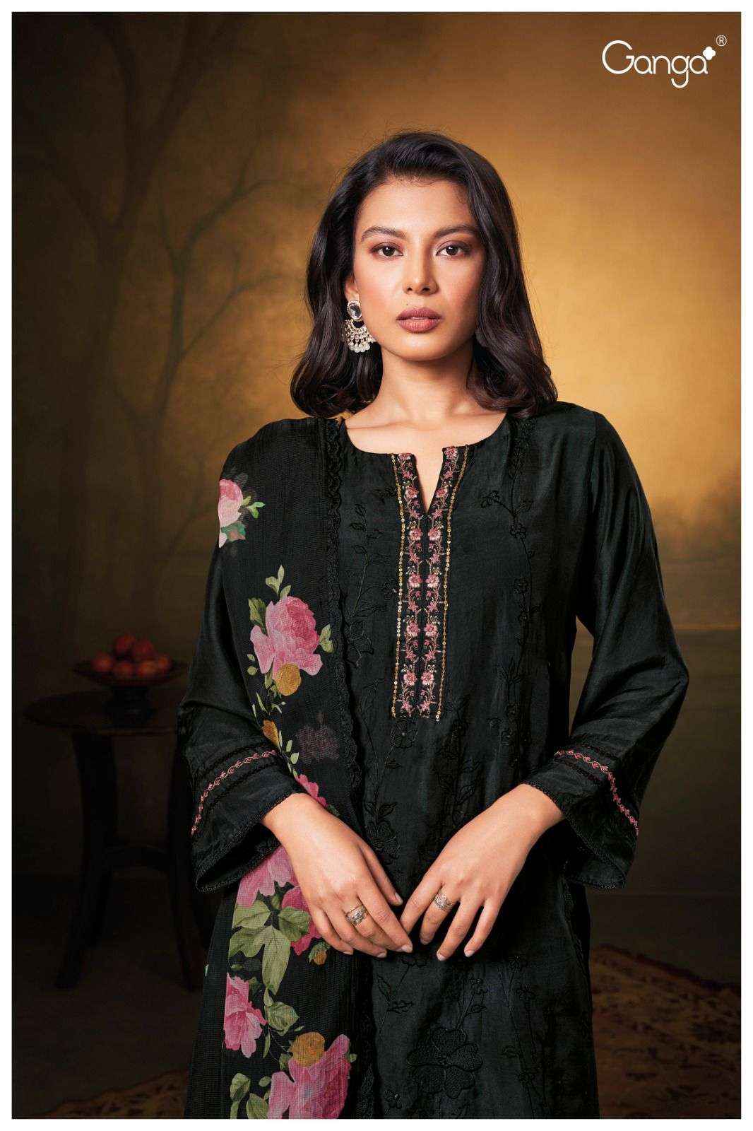 Ganga Fashion Amani Fancy Jacquard Silk Latest Suit Catalog Dealer  ( 6 pcs catalog )