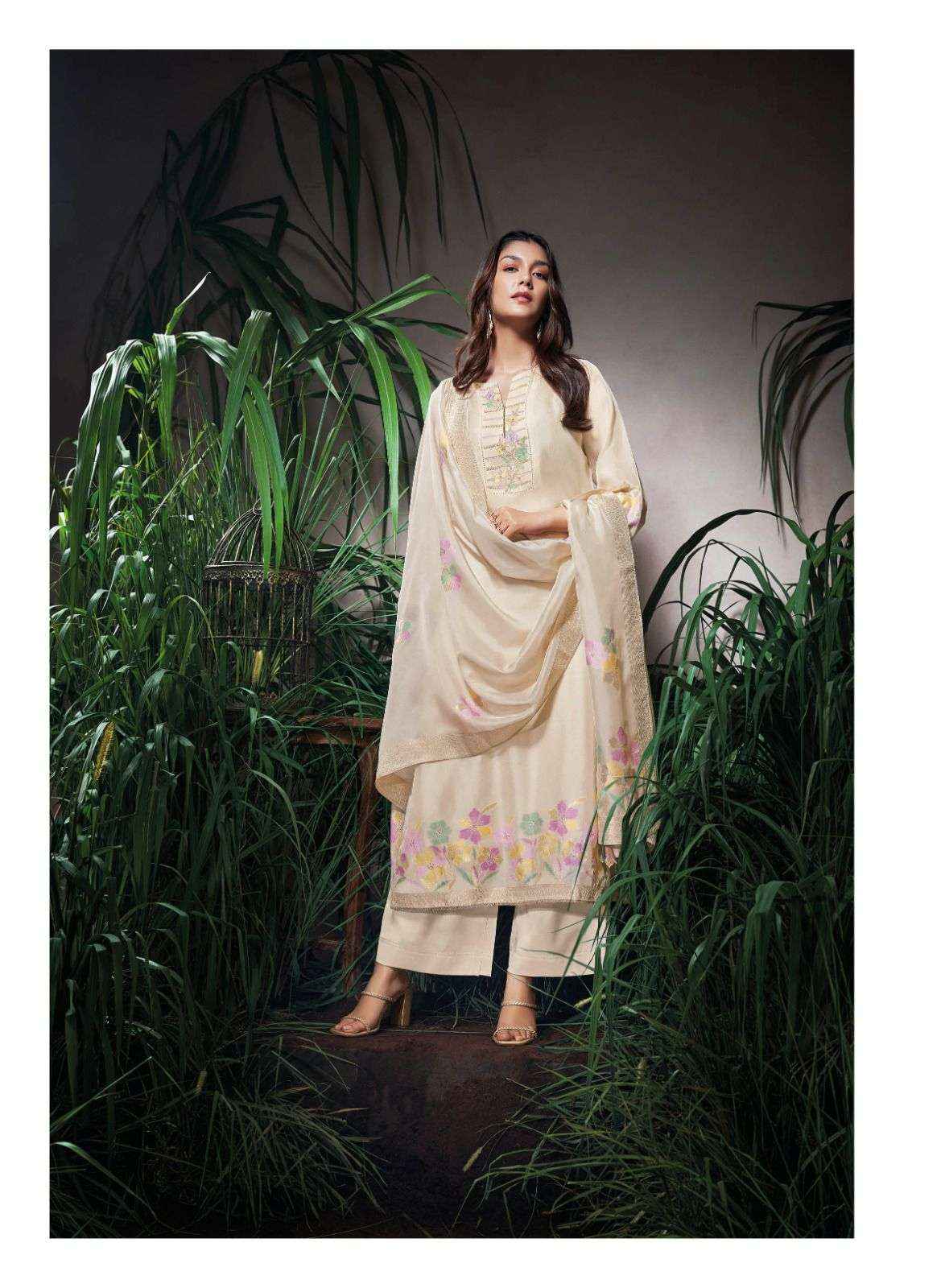 Ganga Fashion Amani Fancy Jacquard Silk Latest Suit Catalog Dealer  ( 6 pcs catalog )