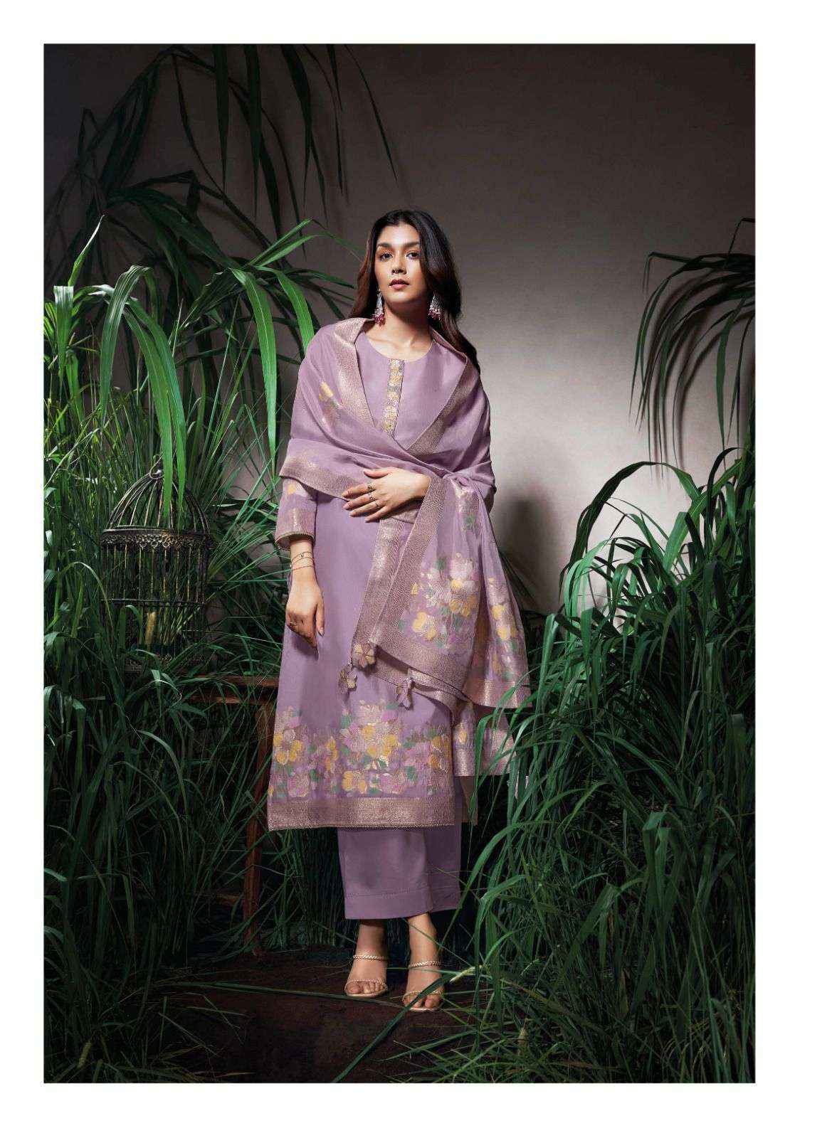 Ganga Fashion Amani Fancy Jacquard Silk Latest Suit Catalog Dealer  ( 6 pcs catalog )