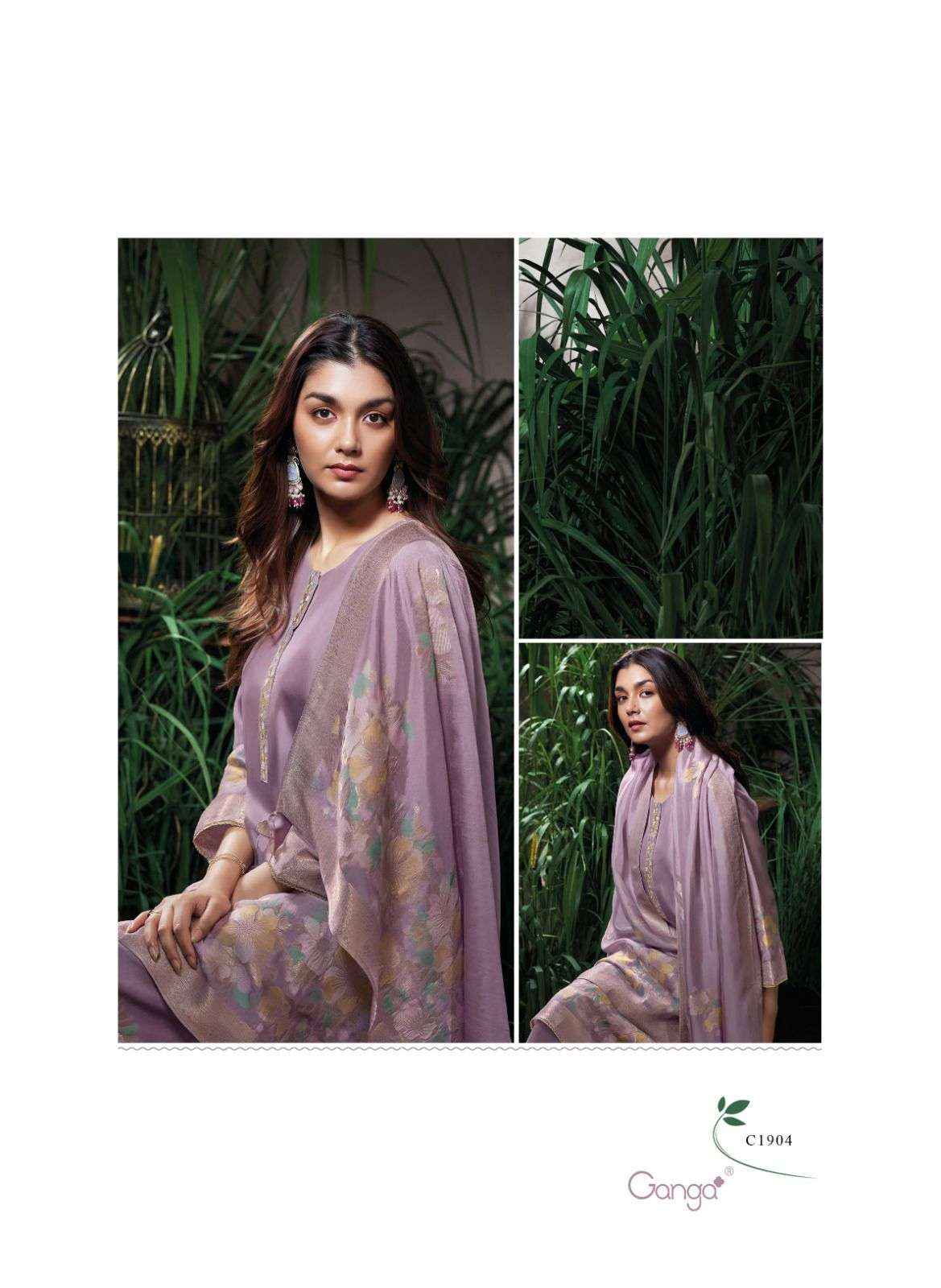 Ganga Fashion Amani Fancy Jacquard Silk Latest Suit Catalog Dealer  ( 6 pcs catalog )