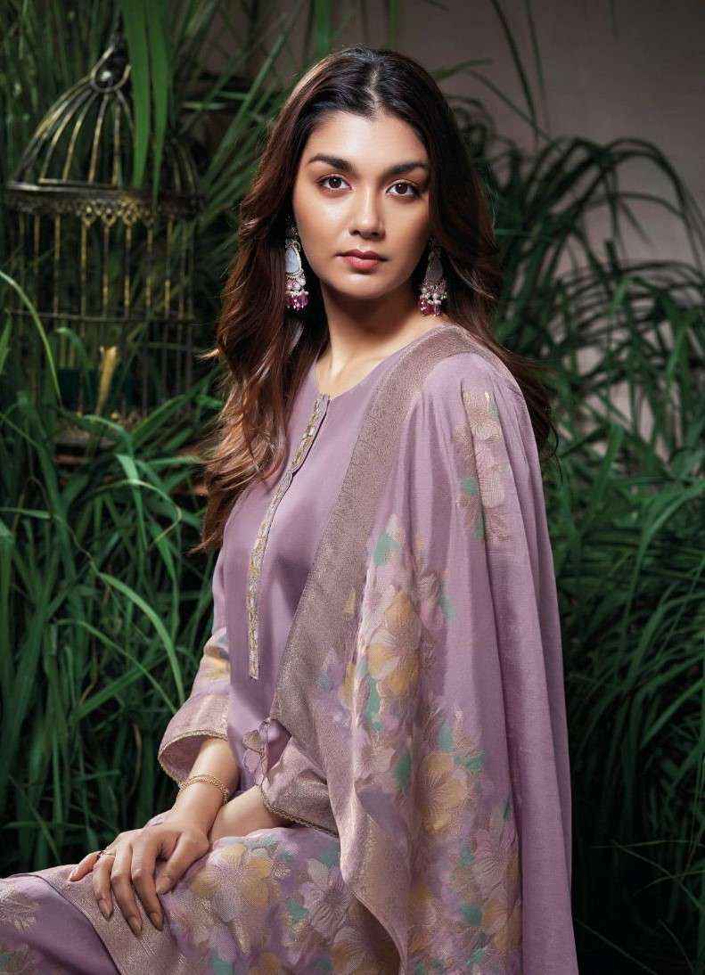 Ganga Fashion Amani Fancy Jacquard Silk Latest Suit Catalog Dealer  ( 6 pcs catalog )