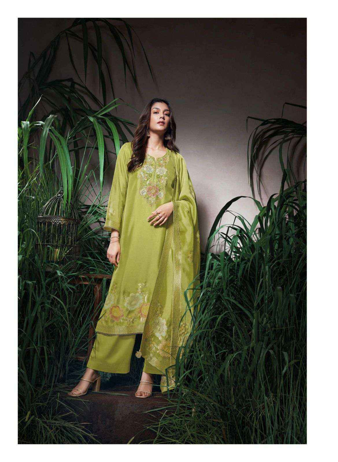 Ganga Fashion Amani Fancy Jacquard Silk Latest Suit Catalog Dealer  ( 6 pcs catalog )