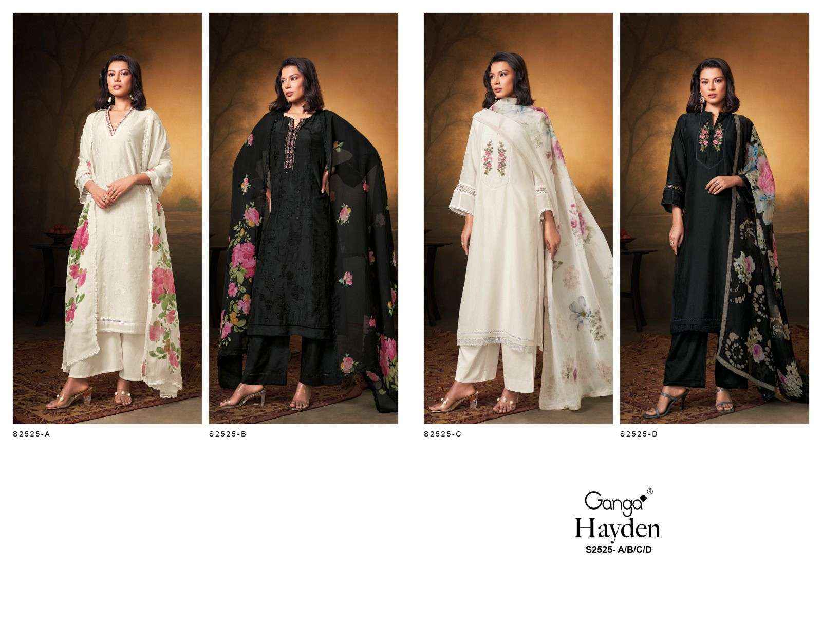 Ganga Fashion Hayden 2525 Fancy Silk Latest Catalog Ganga Suit Dealers ( 4 pcs catalog )