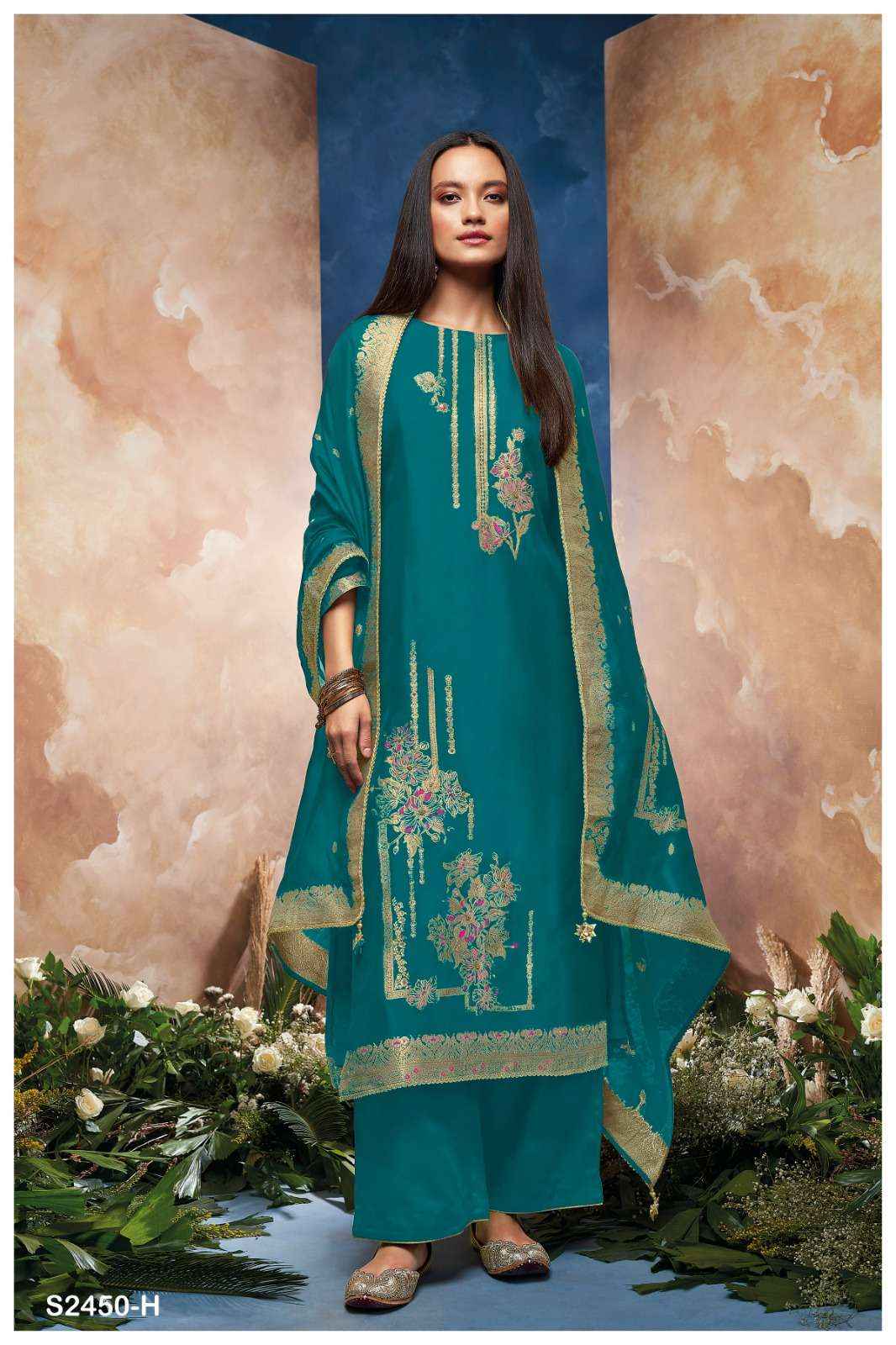 Ganga Fashion Salima 2450 Designer Silk Jacquard Suit  ( 8 pcs catalog )