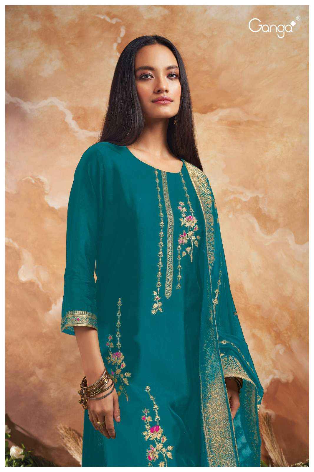 Ganga Fashion Salima 2450 Designer Silk Jacquard Suit  ( 8 pcs catalog )