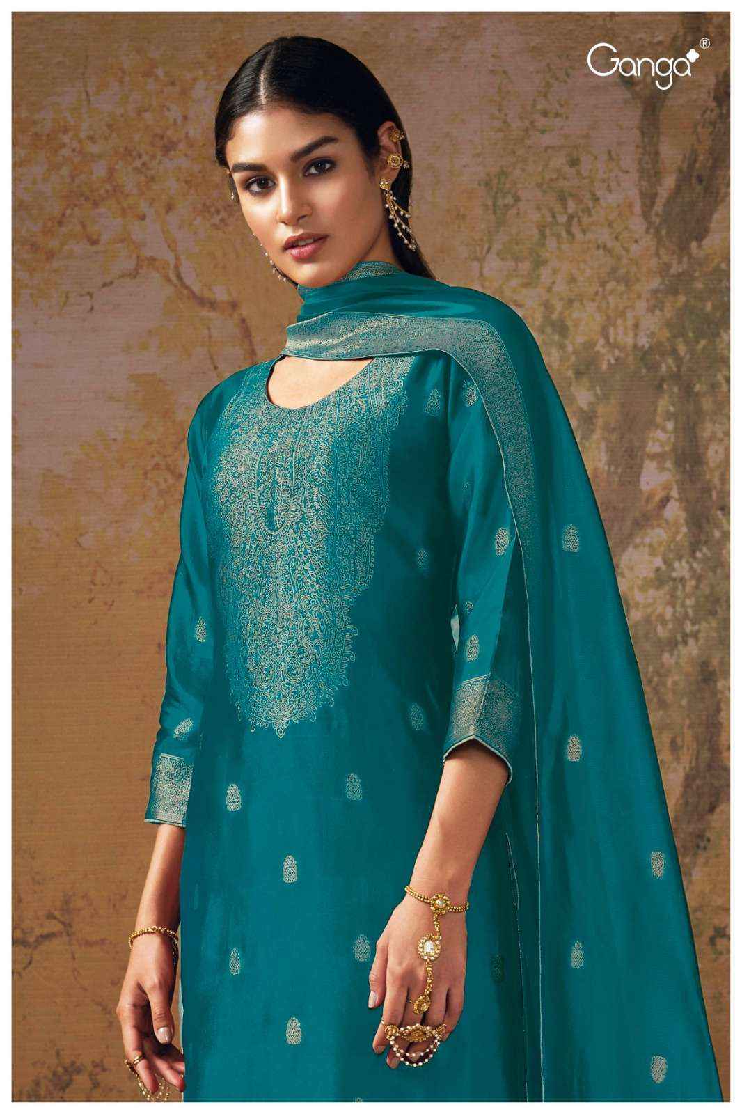 Ganga Fashion Salima 2450 Designer Silk Jacquard Suit  ( 8 pcs catalog )