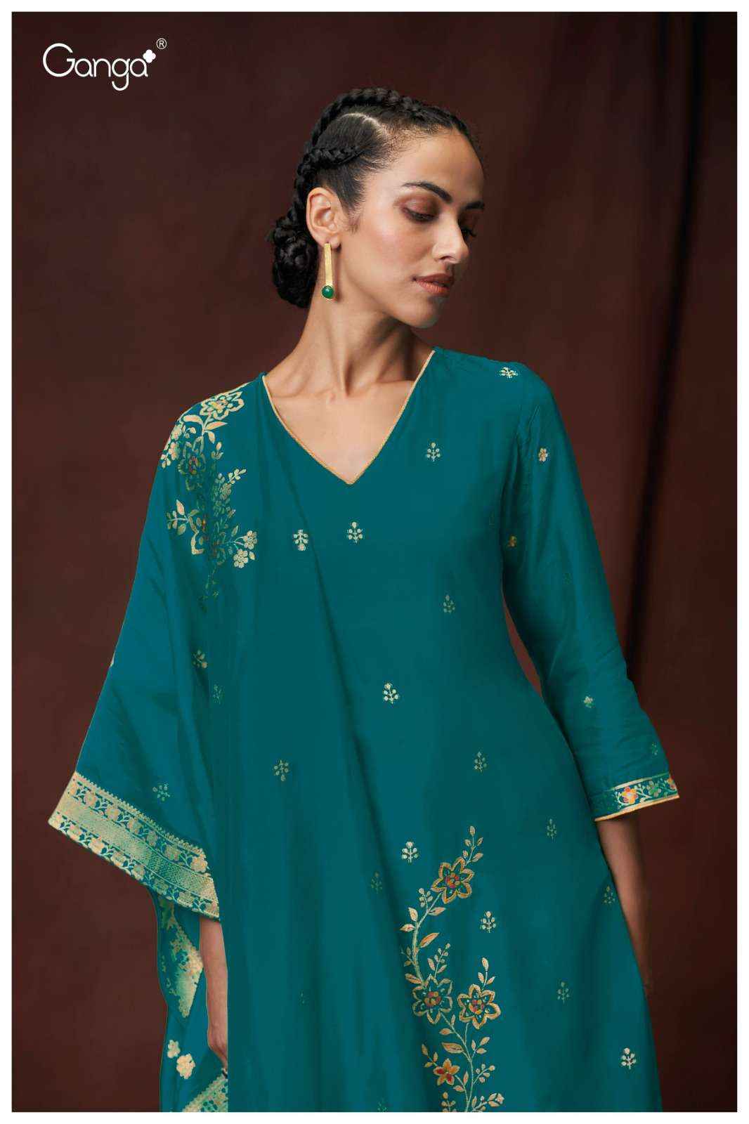 Ganga Fashion Salima 2450 Designer Silk Jacquard Suit  ( 8 pcs catalog )