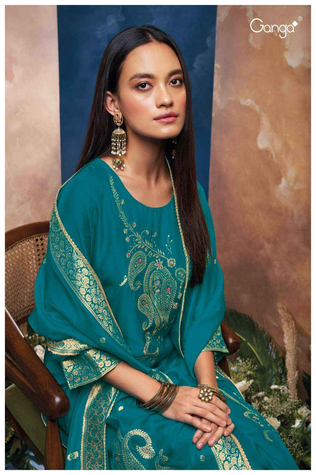 Ganga Fashion Salima 2450 Designer Silk Jacquard Suit  ( 8 pcs catalog )