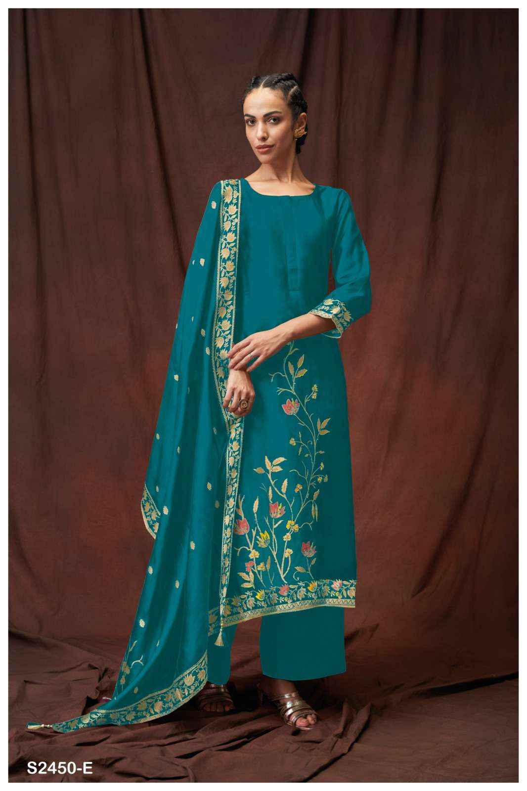 Ganga Fashion Salima 2450 Designer Silk Jacquard Suit  ( 8 pcs catalog )