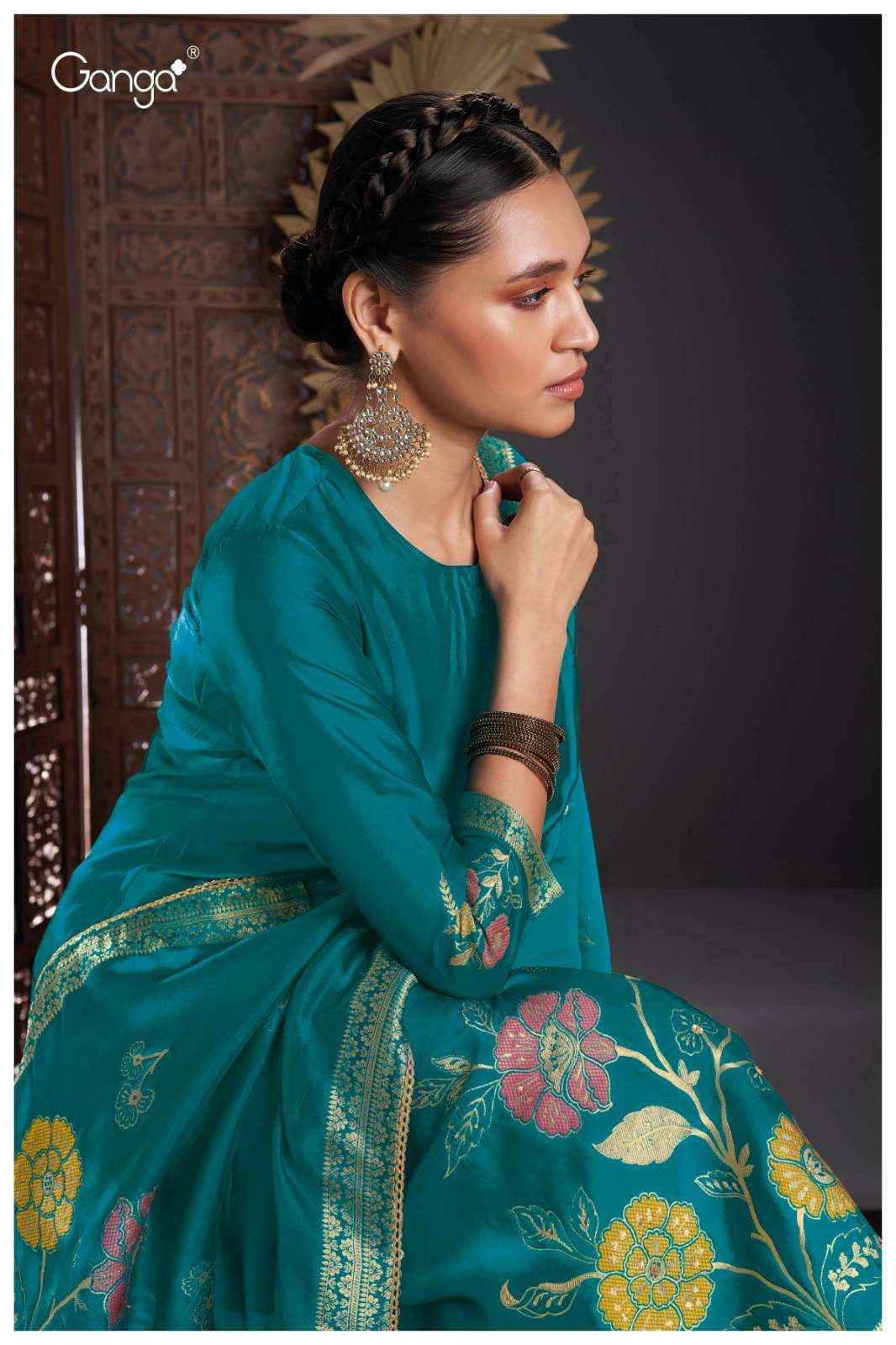 Ganga Fashion Salima 2450 Designer Silk Jacquard Suit  ( 8 pcs catalog )