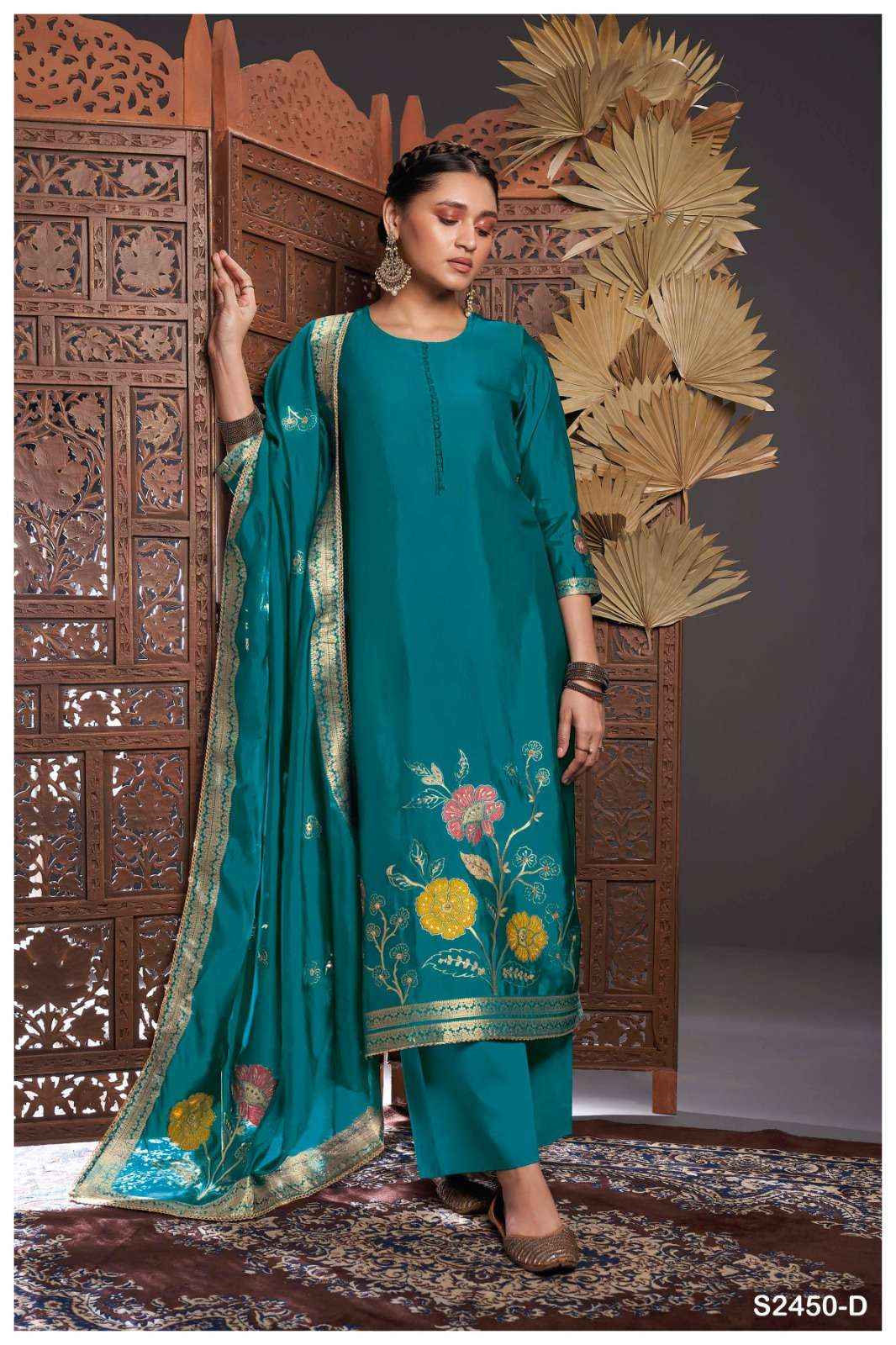 Ganga Fashion Salima 2450 Designer Silk Jacquard Suit  ( 8 pcs catalog )