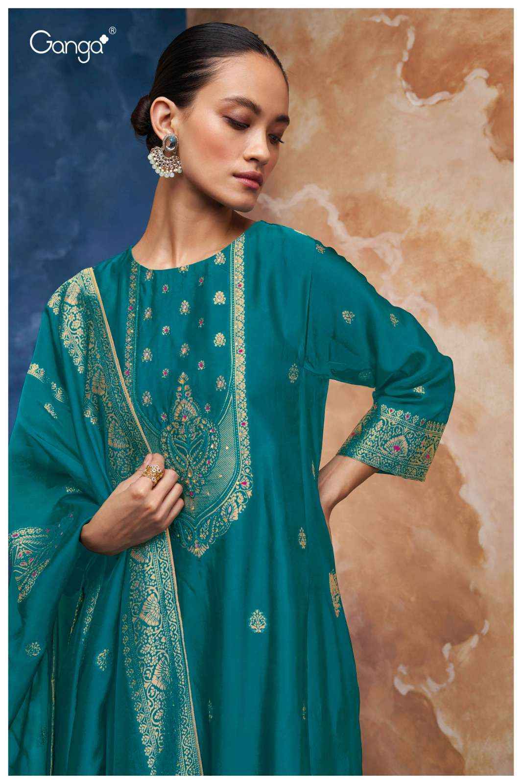 Ganga Fashion Salima 2450 Designer Silk Jacquard Suit  ( 8 pcs catalog )