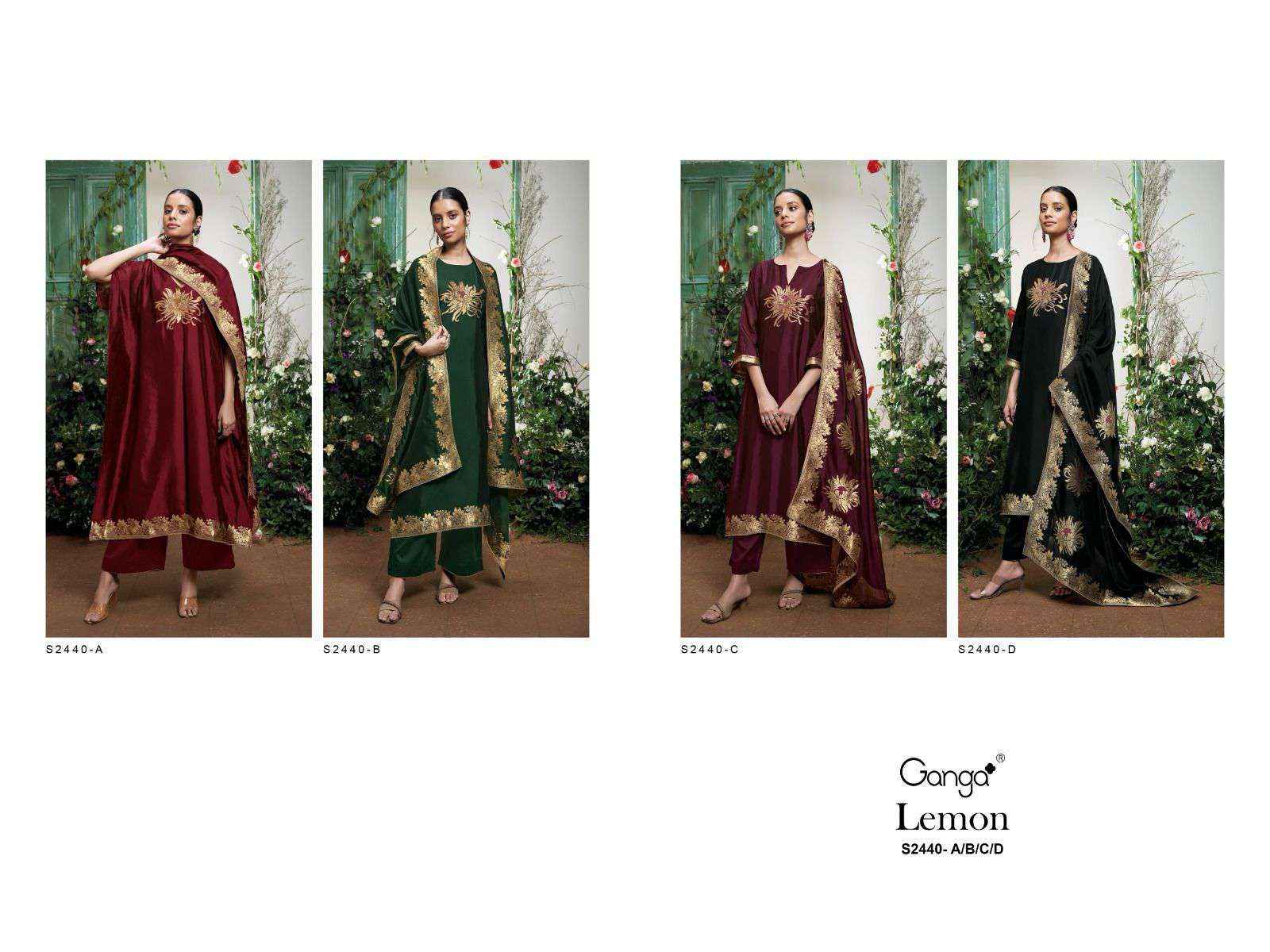 Ganga Lemon 2440 Designer Jacquard Silk Wedding Wear Dress New Designs