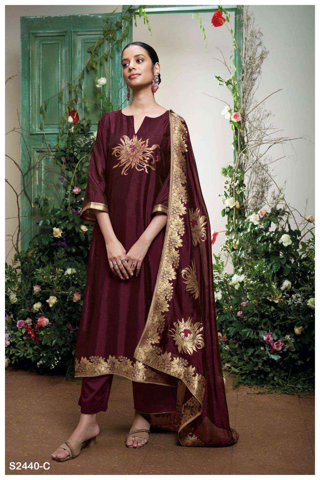 Ganga Lemon 2440 Designer Jacquard Silk Wedding Wear Dress New Designs