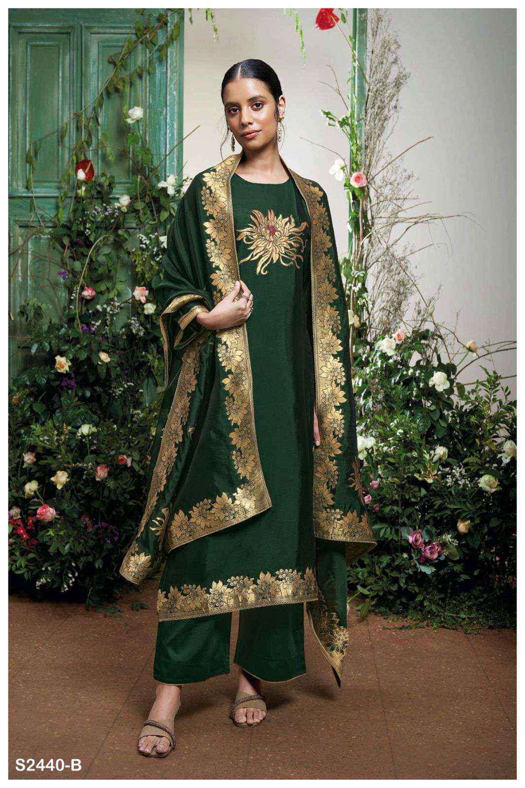 Ganga Lemon 2440 Designer Jacquard Silk Wedding Wear Dress New Designs