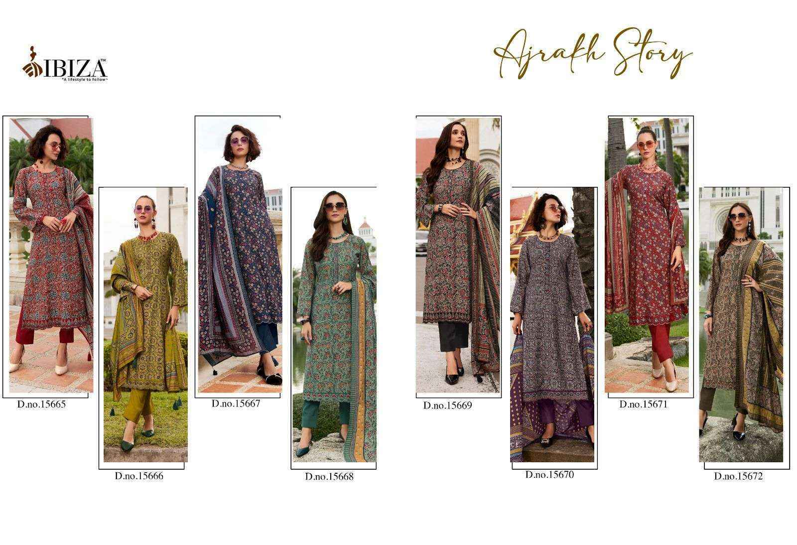 Ibiza Ajrakh Story Viscose Dress Material 8 pcs Catalogue