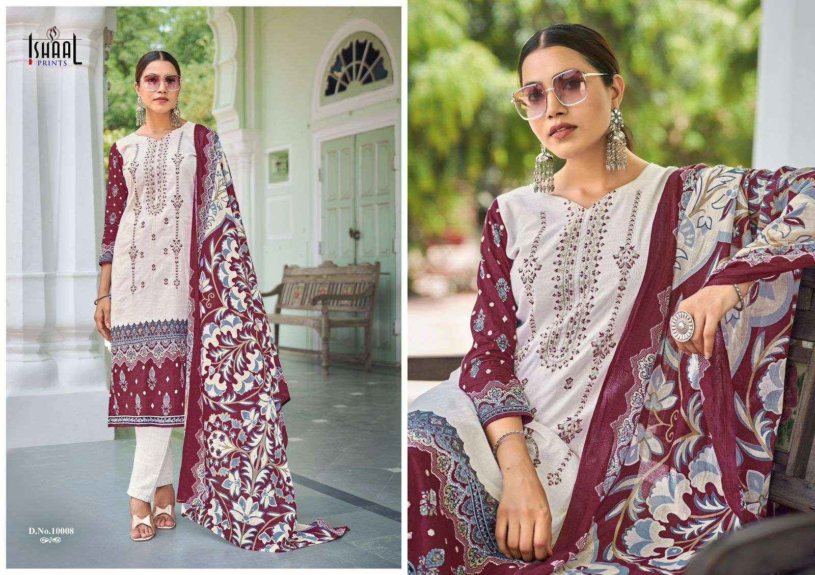 ISHAAL PRINTS EMBROIDERED VOL 10 LAWN COTTON SALWAR SUIT ( 10 PCS CATALOG )