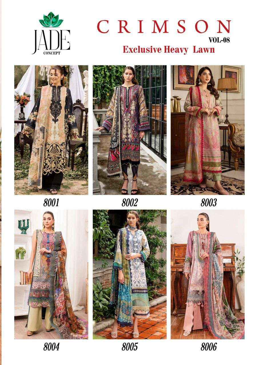 JADE CRIMSON EXCLUSIVE HEAVY LAWN COLLECTION VOL 8 DIGITAL PRINT SUIT ( 6 PCS CATALOG )