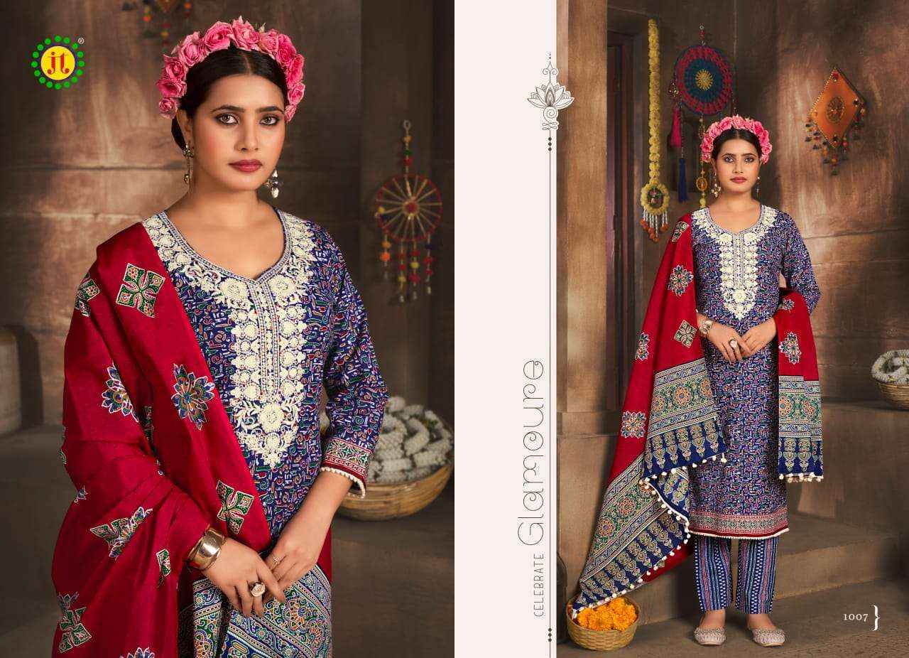 JT KALKI COTTON FANCY WORK DRESS MATERIAL ( 10 PCS CATALOG )