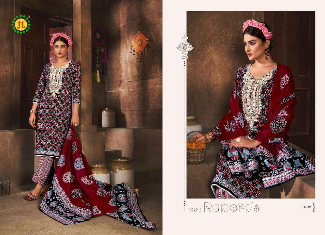 JT KALKI COTTON FANCY WORK DRESS MATERIAL ( 10 PCS CATALOG )
