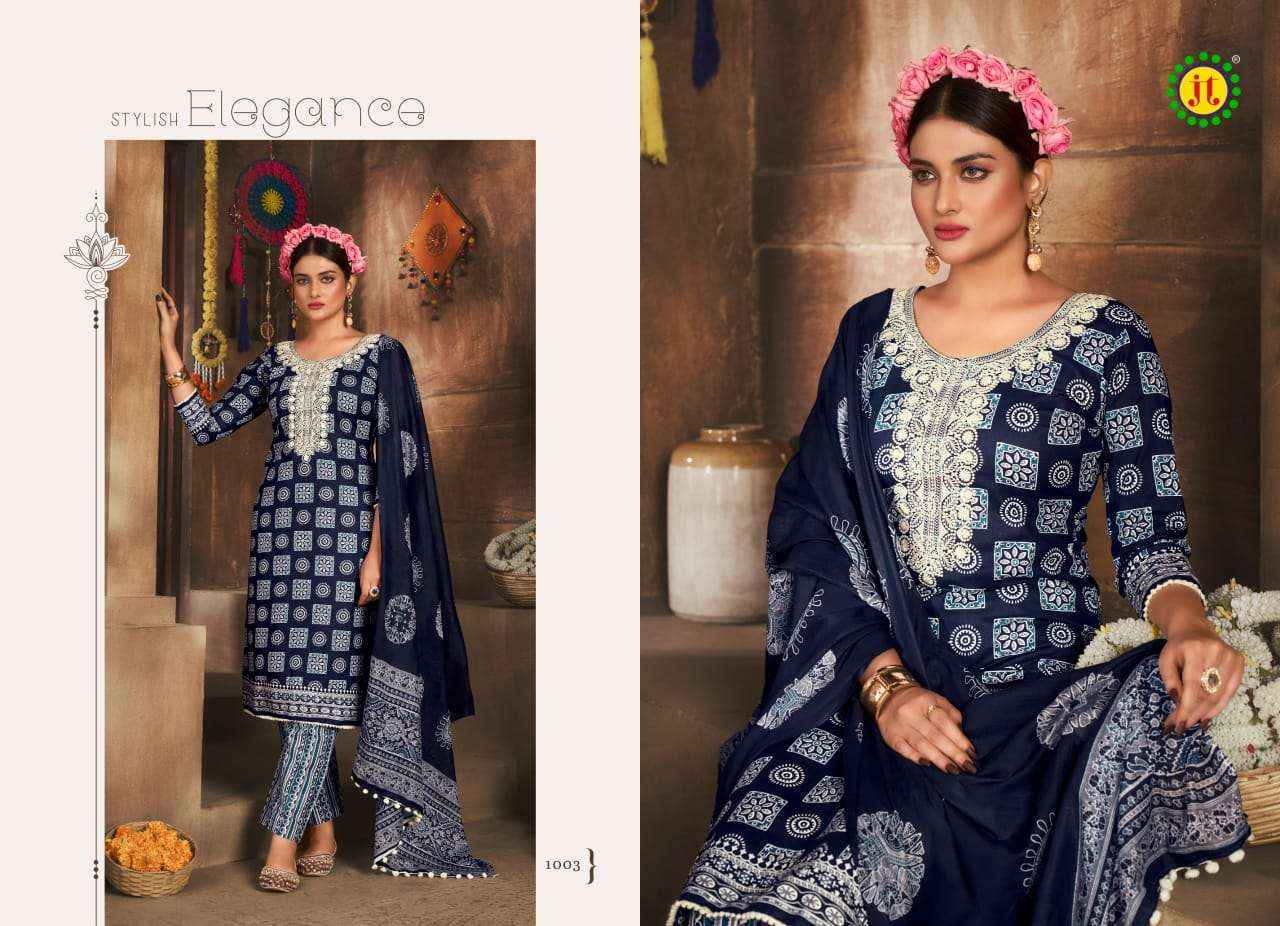 JT KALKI COTTON FANCY WORK DRESS MATERIAL ( 10 PCS CATALOG )
