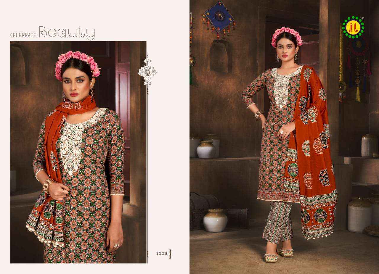 JT KALKI COTTON FANCY WORK DRESS MATERIAL ( 10 PCS CATALOG )