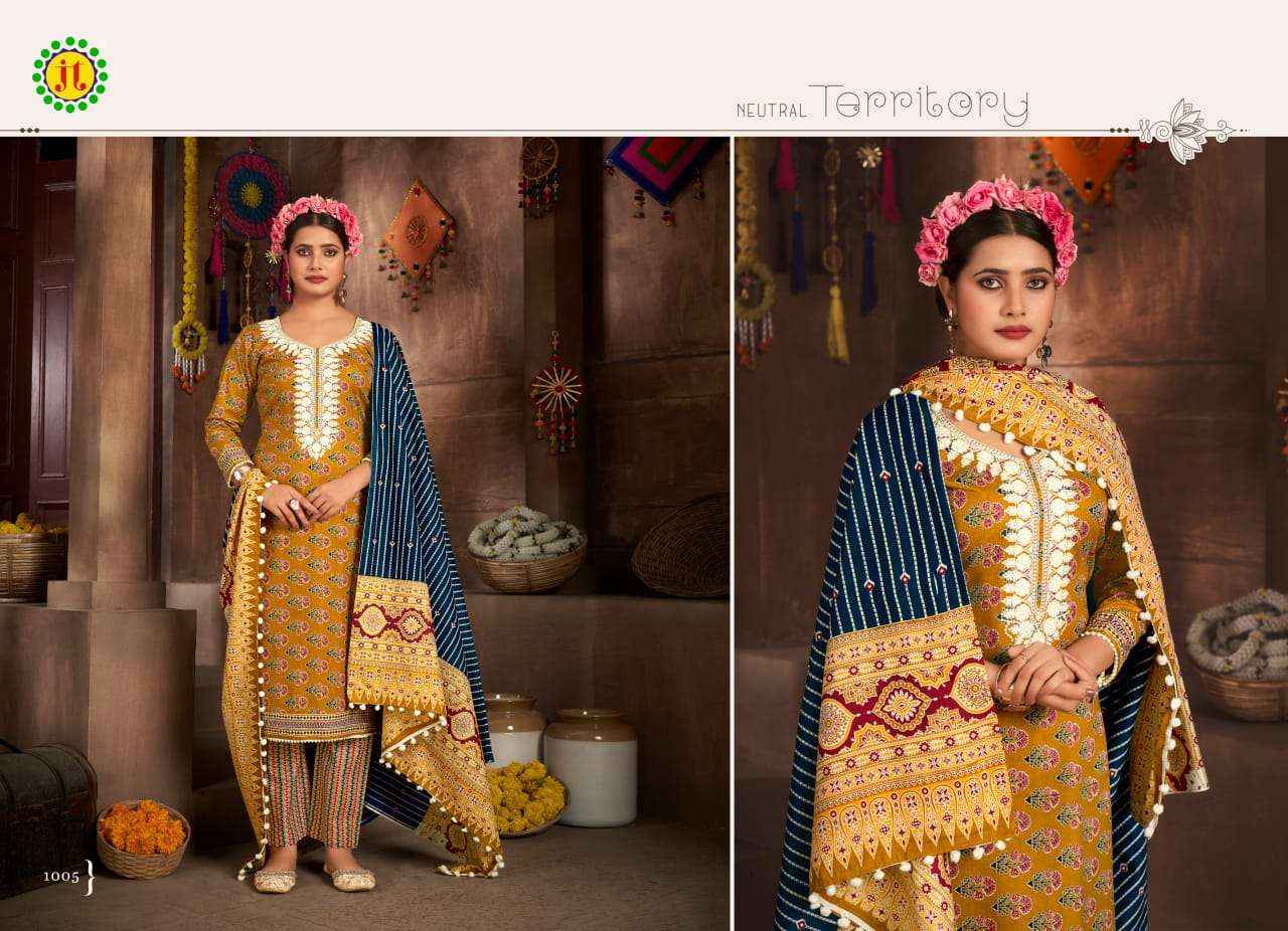 JT KALKI COTTON FANCY WORK DRESS MATERIAL ( 10 PCS CATALOG )