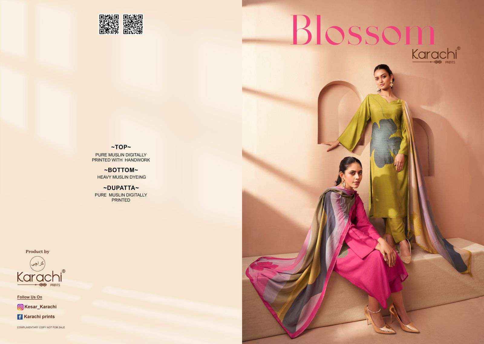 Kesar Karachi Prints Blossom Muslin Dress Material 4 pcs Catalogue