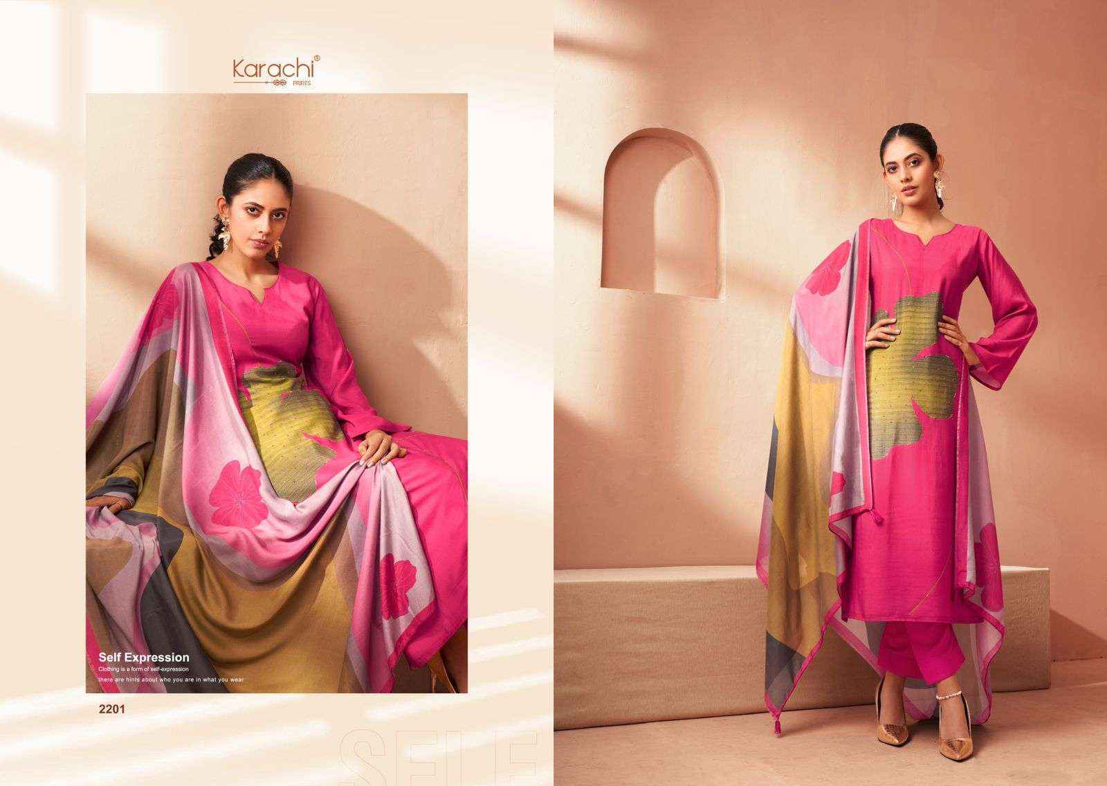 Kesar Karachi Prints Blossom Muslin Dress Material 4 pcs Catalogue