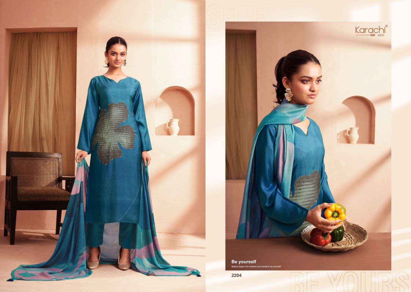 Kesar Karachi Prints Blossom Muslin Dress Material 4 pcs Catalogue