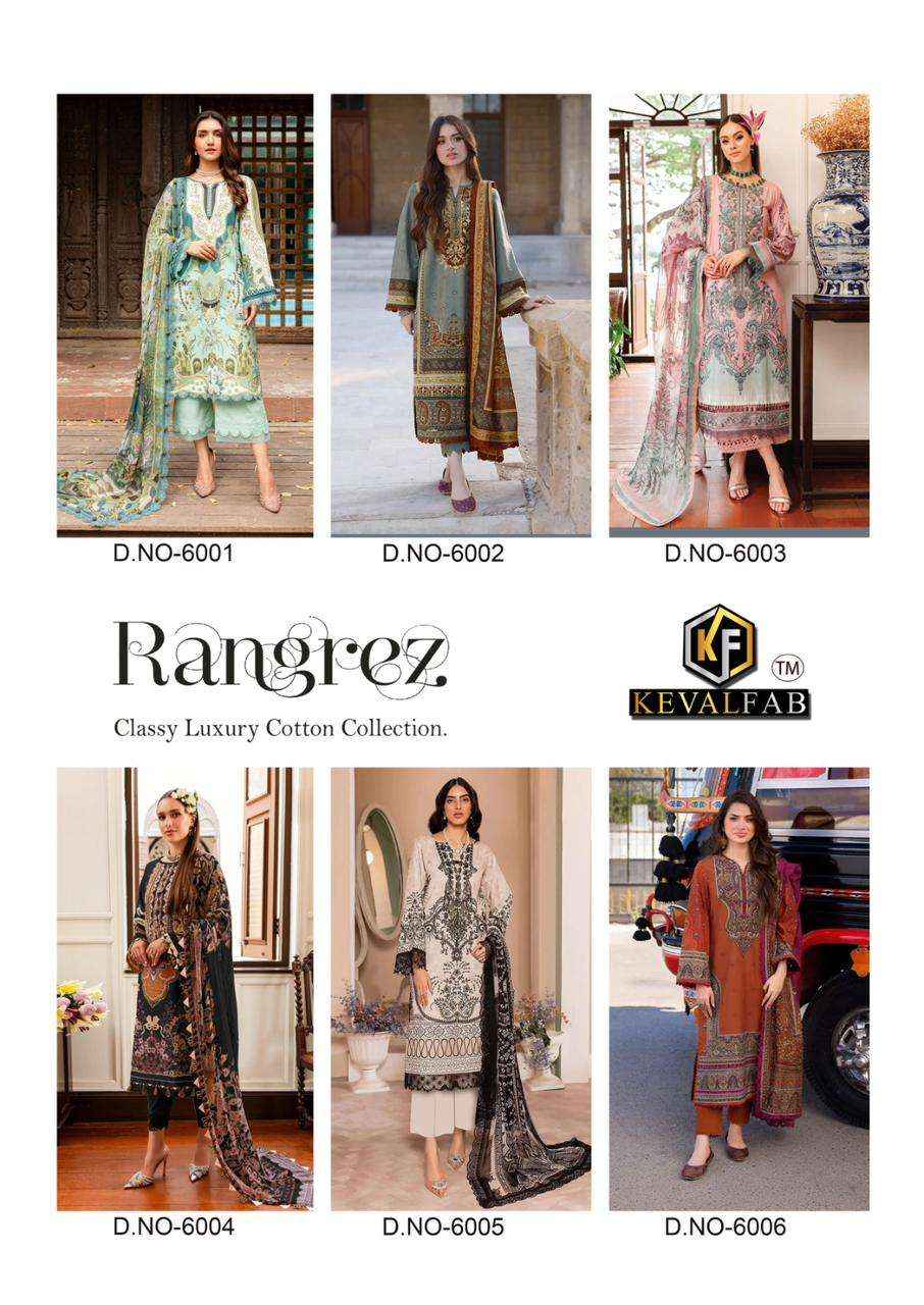 KEVAL FAB RANGREZ VOL 6 COTTON DRESS MATERIAL ( 6 pcs catalog )