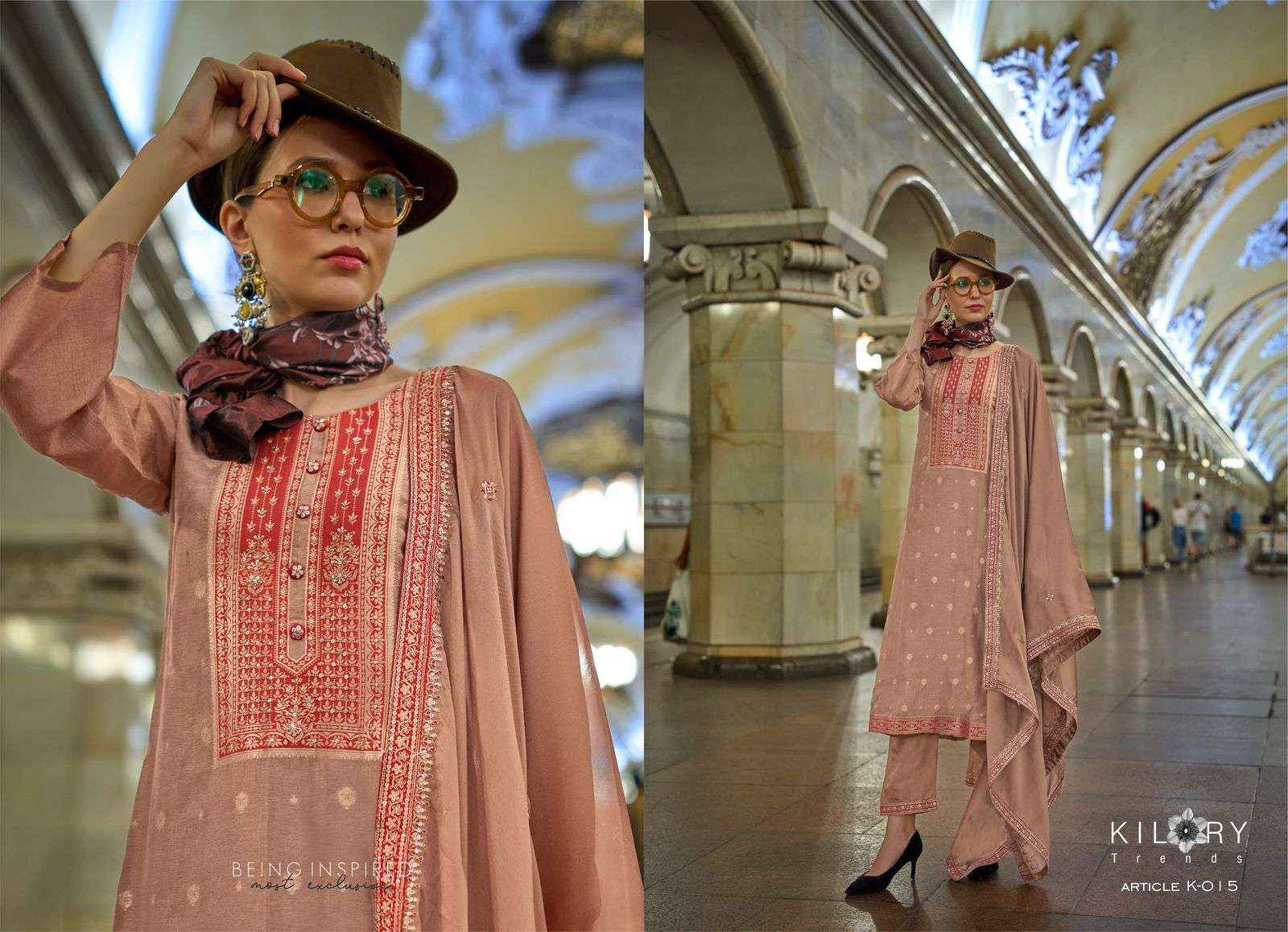 KILORY TRENDZ PICCASO SILK DESIGNER HEAVY DRESS MATERIAL ( 6 pcs catalog )