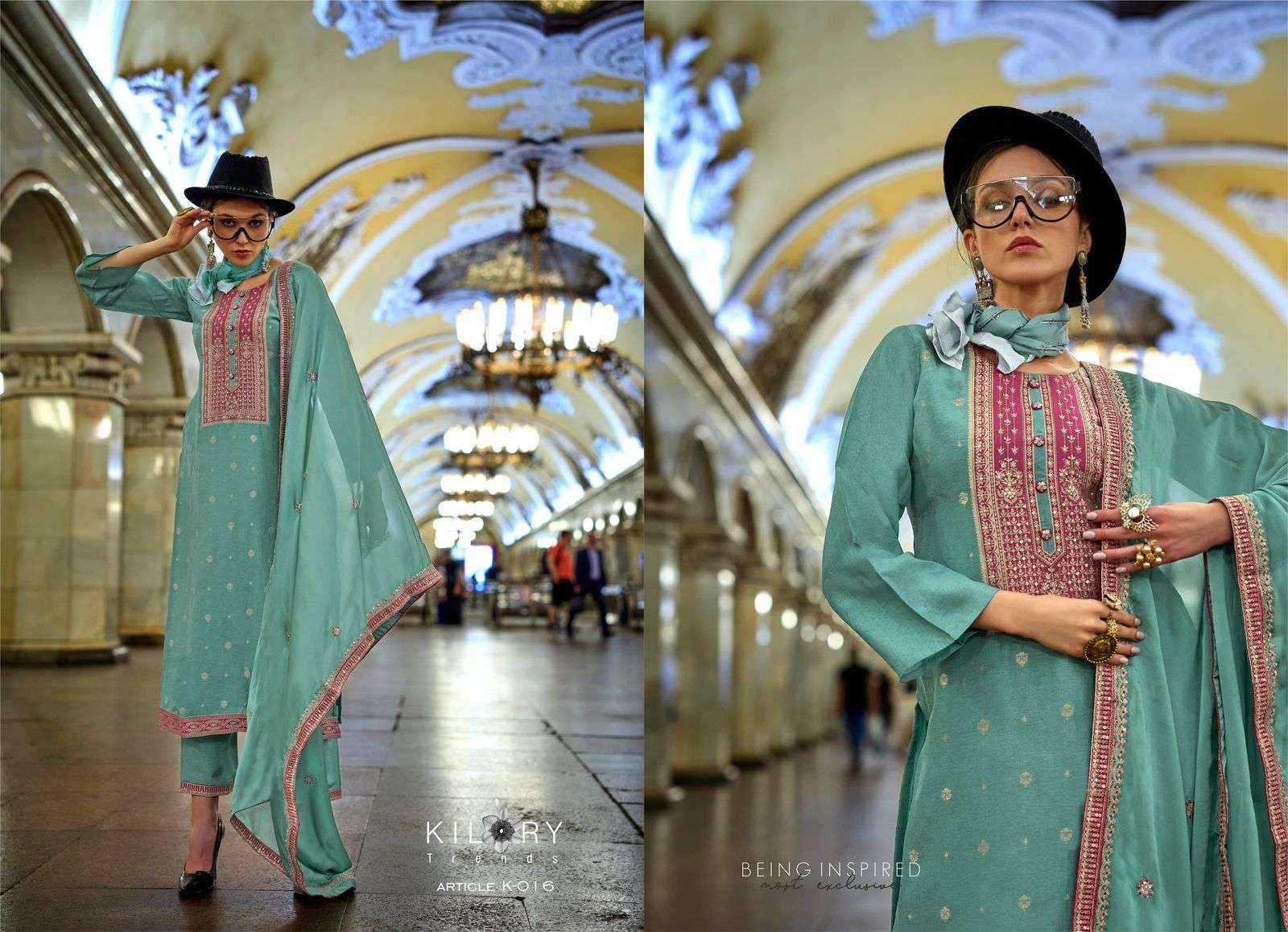 KILORY TRENDZ PICCASO SILK DESIGNER HEAVY DRESS MATERIAL ( 6 pcs catalog )
