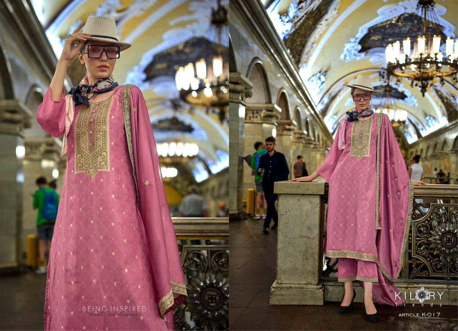 KILORY TRENDZ PICCASO SILK DESIGNER HEAVY DRESS MATERIAL ( 6 pcs catalog )