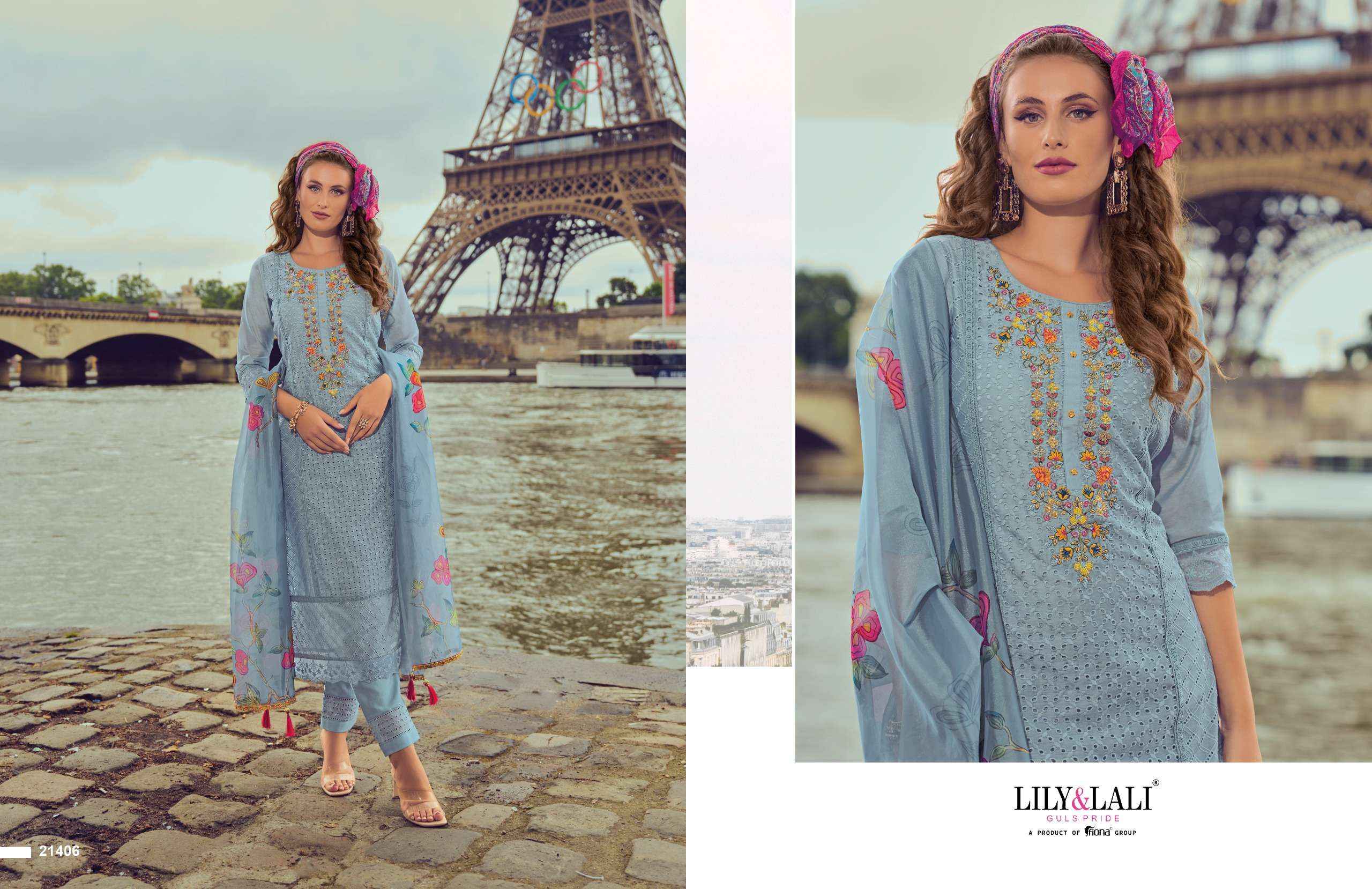 LILY AND LALI NUSRAT SCHIFLI WORK DESIGNER SUIT ( 6 PCS CATALOG )
