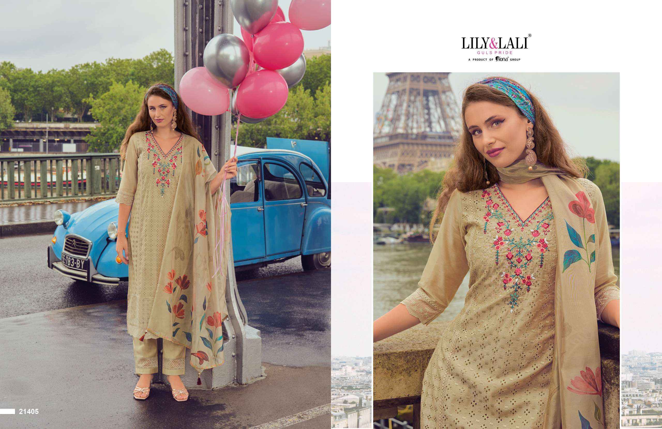 LILY AND LALI NUSRAT SCHIFLI WORK DESIGNER SUIT ( 6 PCS CATALOG )